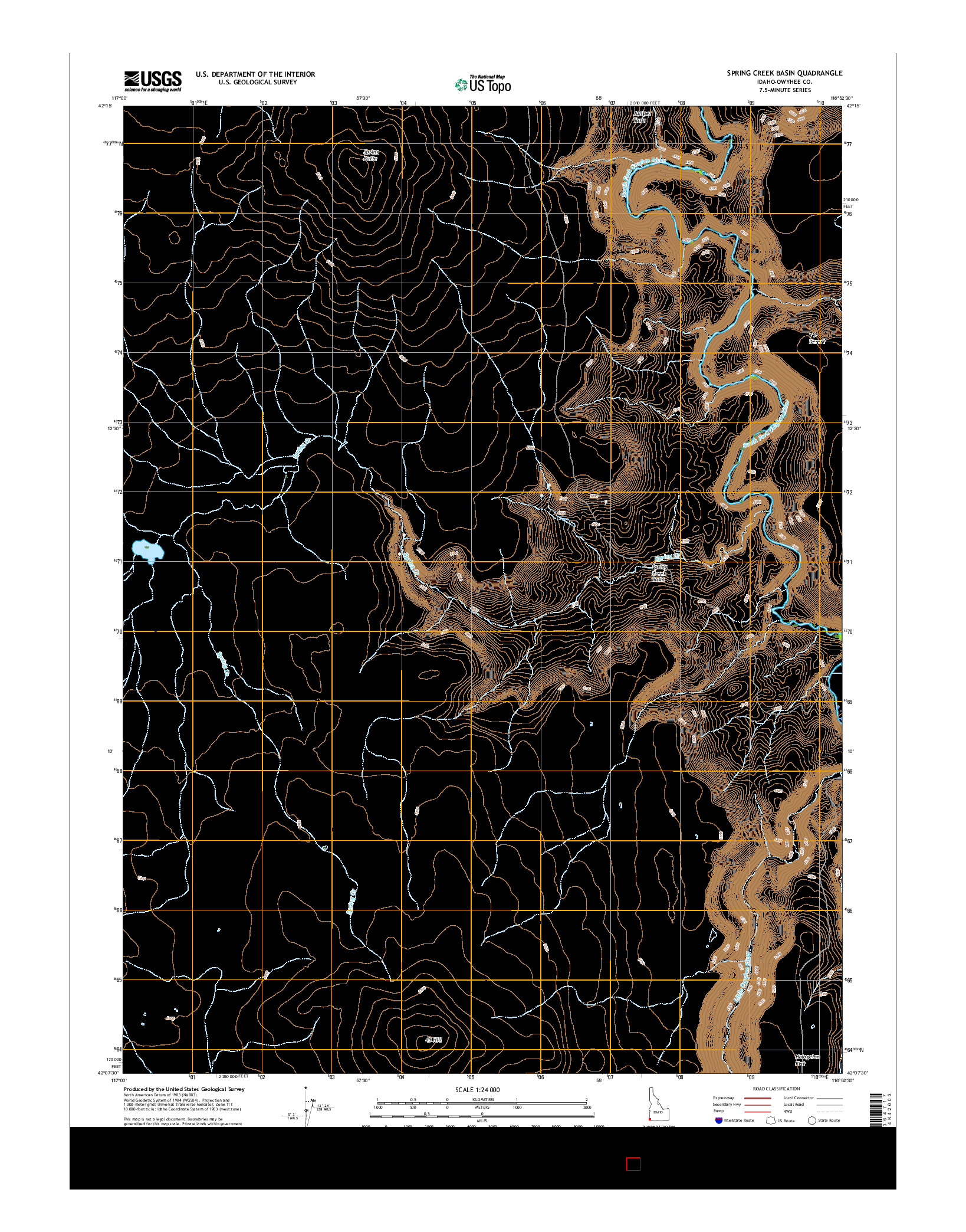 USGS US TOPO 7.5-MINUTE MAP FOR SPRING CREEK BASIN, ID 2017