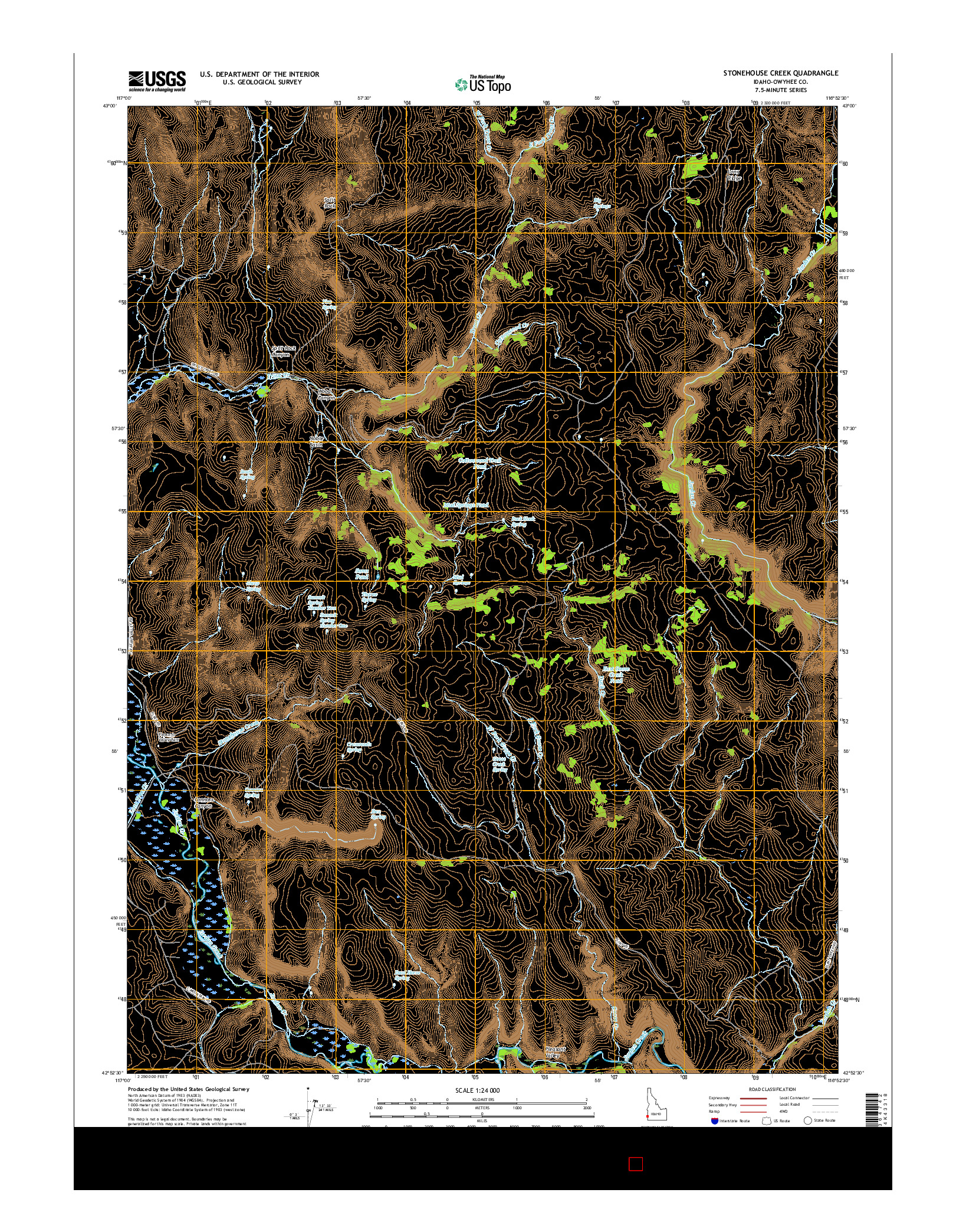 USGS US TOPO 7.5-MINUTE MAP FOR STONEHOUSE CREEK, ID 2017
