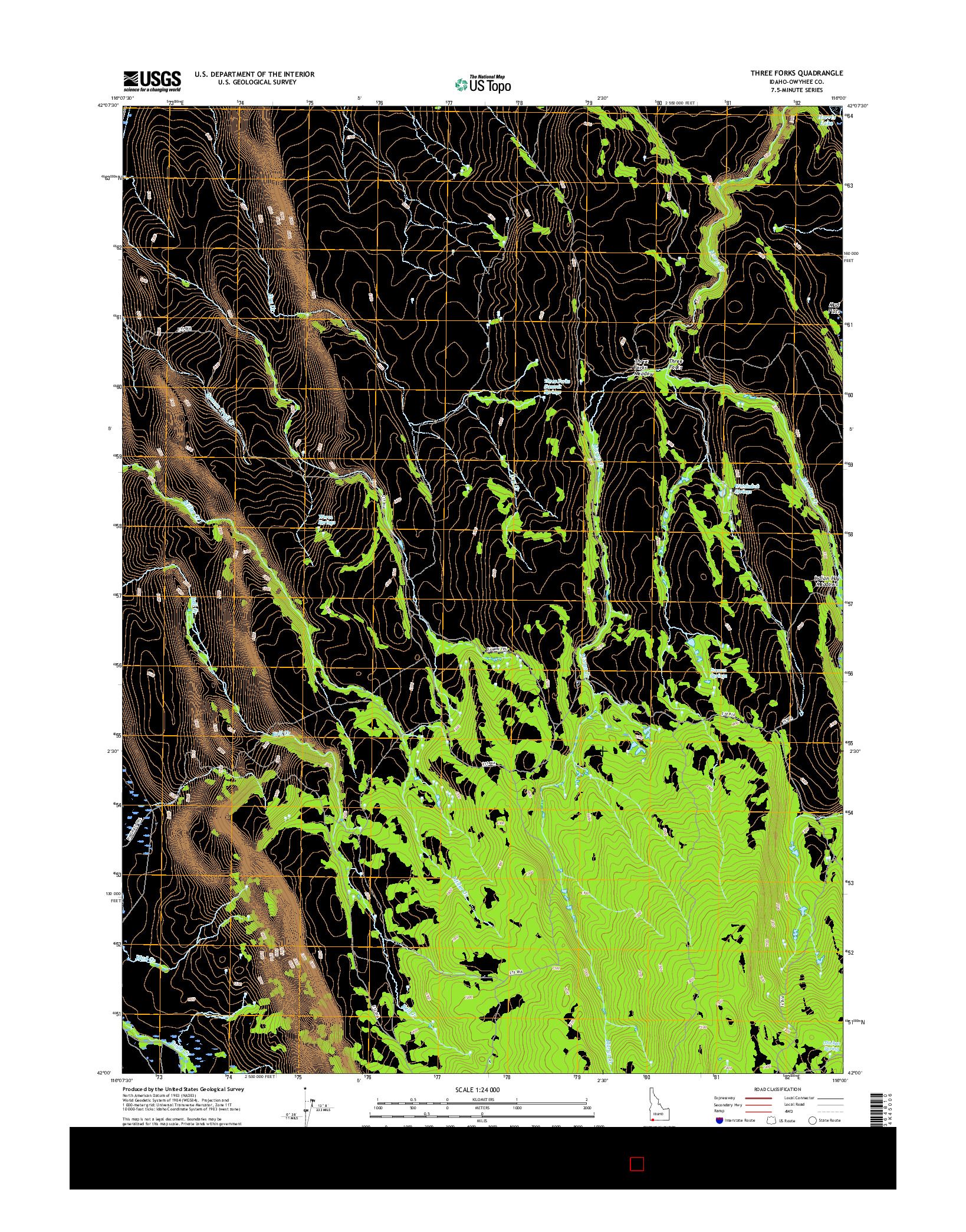 USGS US TOPO 7.5-MINUTE MAP FOR THREE FORKS, ID 2017