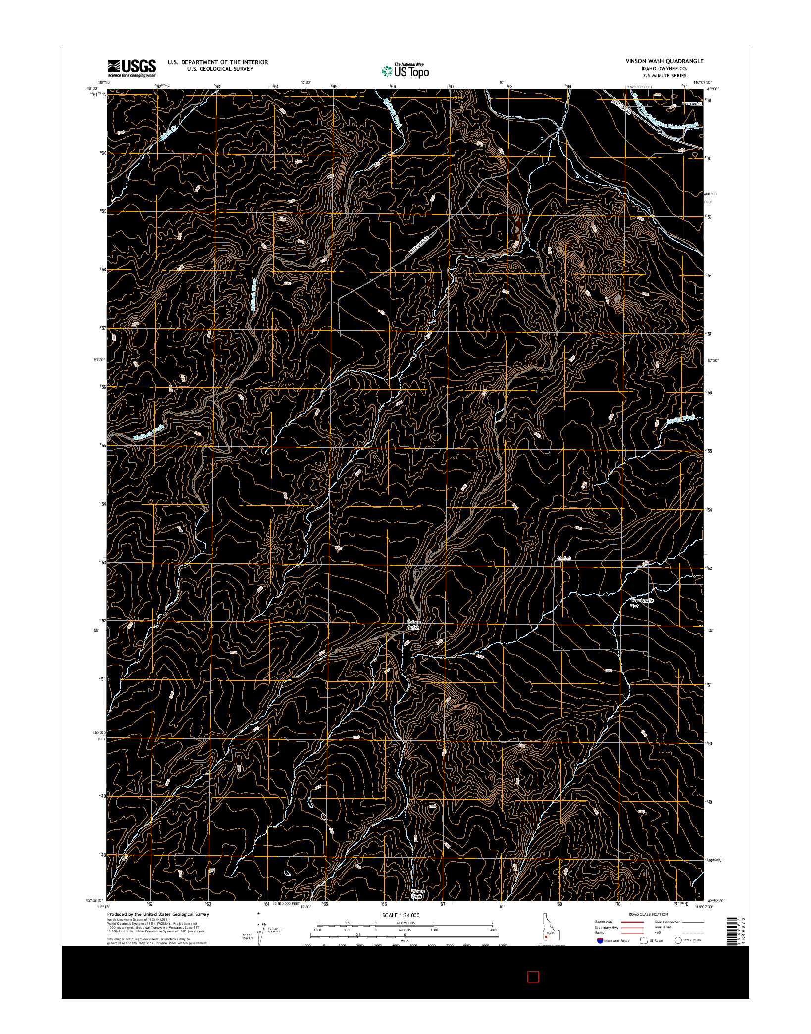 USGS US TOPO 7.5-MINUTE MAP FOR VINSON WASH, ID 2017