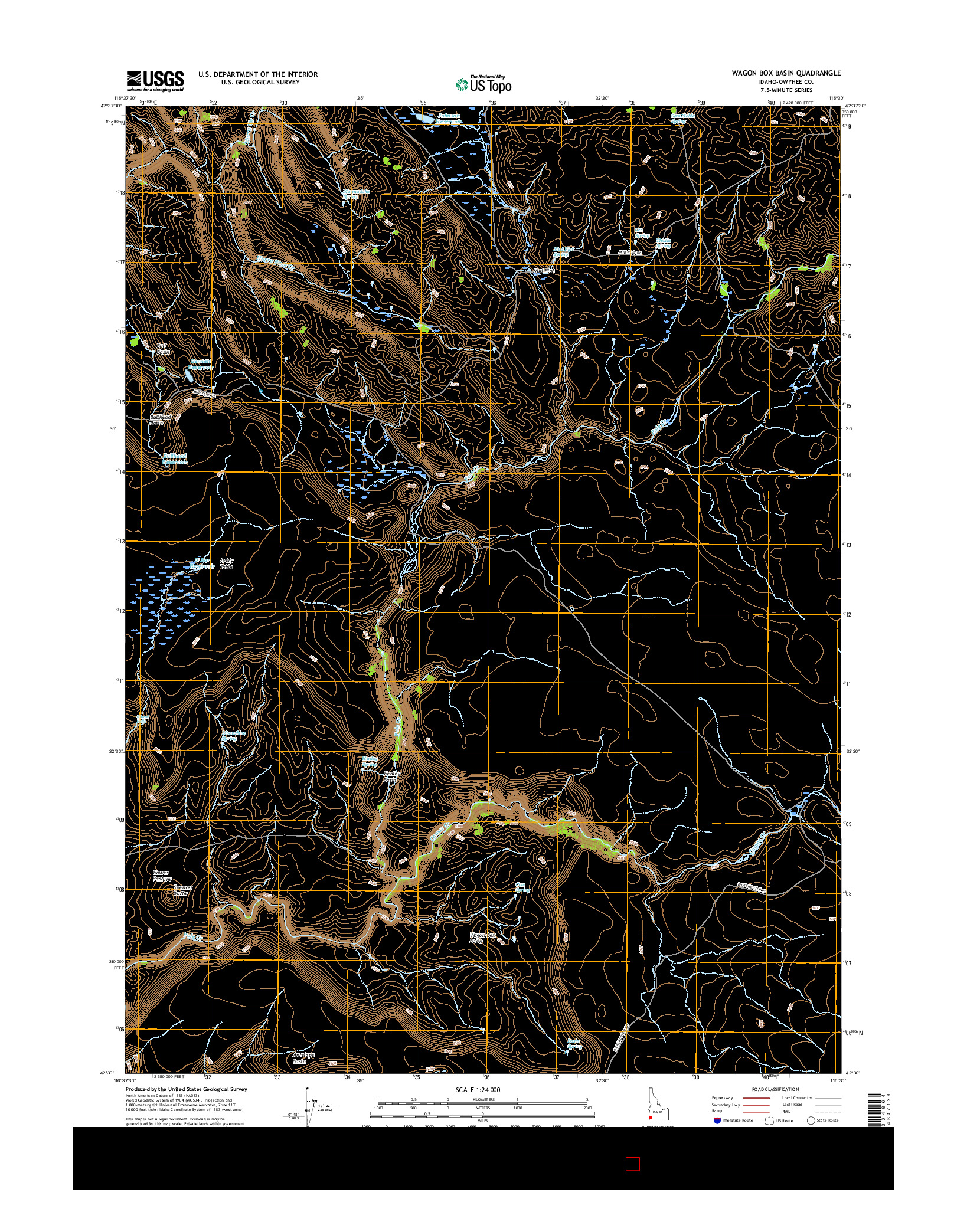 USGS US TOPO 7.5-MINUTE MAP FOR WAGON BOX BASIN, ID 2017