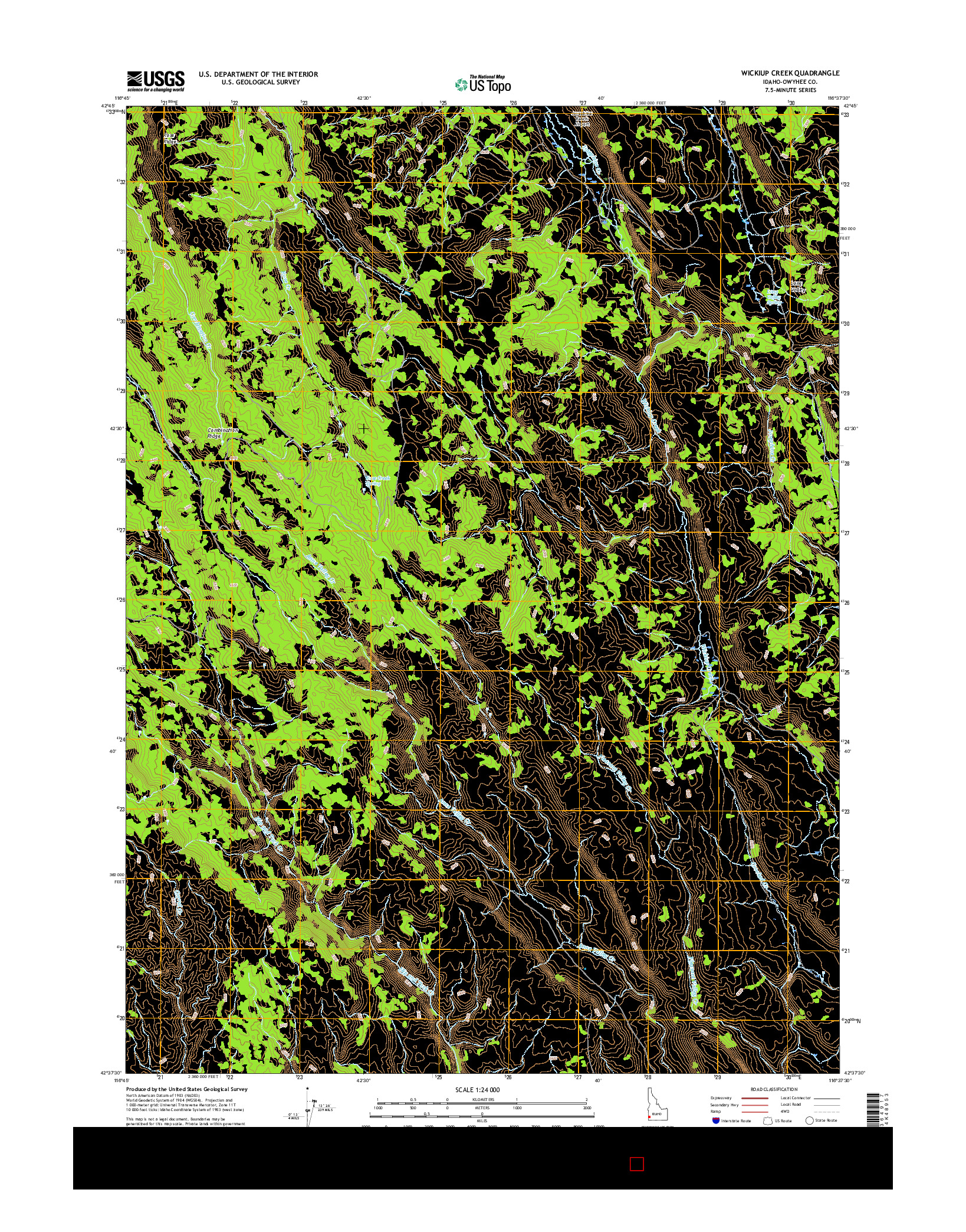 USGS US TOPO 7.5-MINUTE MAP FOR WICKIUP CREEK, ID 2017