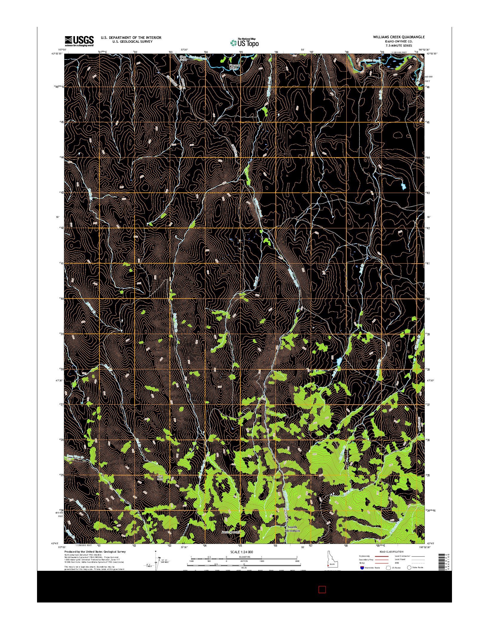 USGS US TOPO 7.5-MINUTE MAP FOR WILLIAMS CREEK, ID 2017