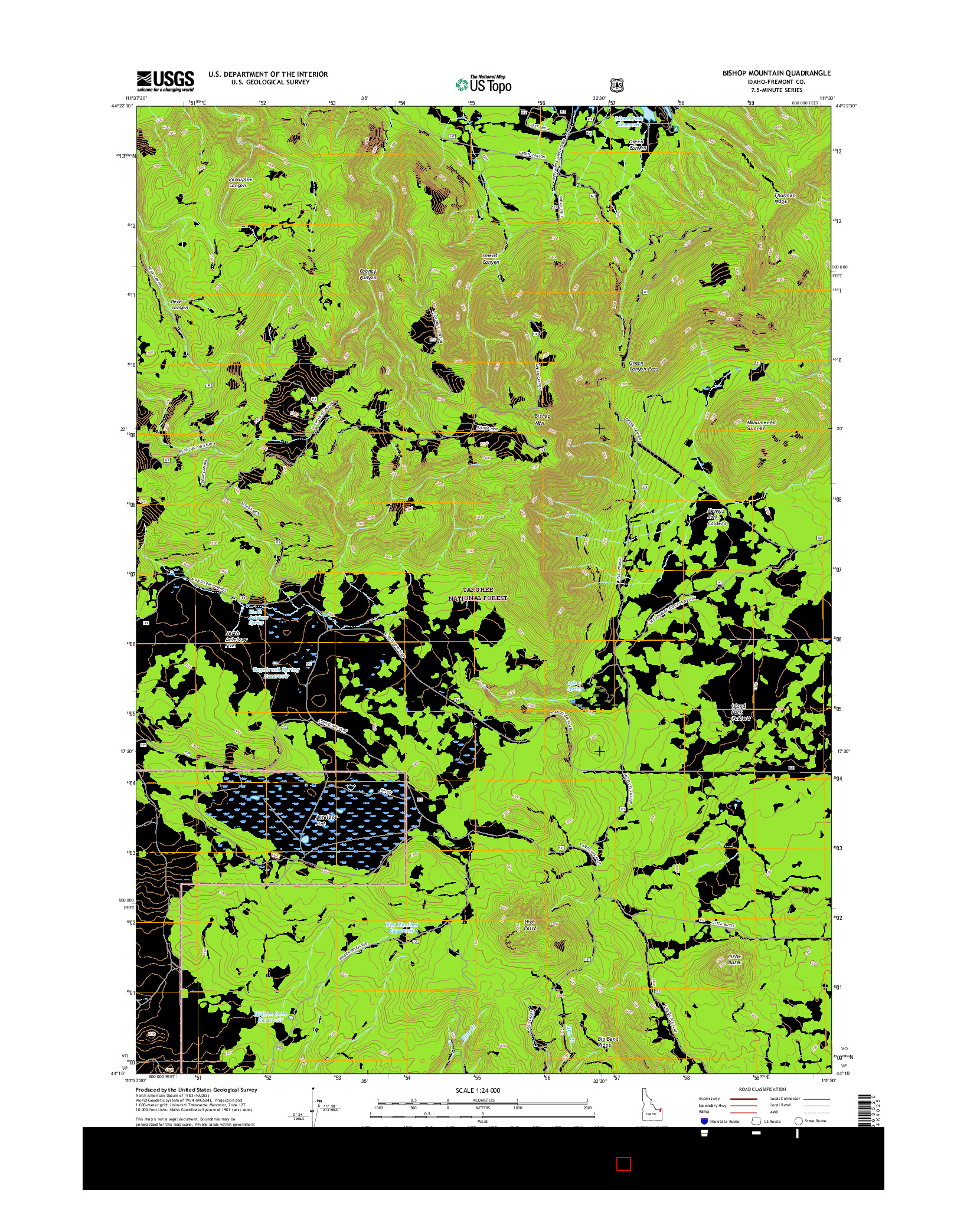 USGS US TOPO 7.5-MINUTE MAP FOR BISHOP MOUNTAIN, ID 2017