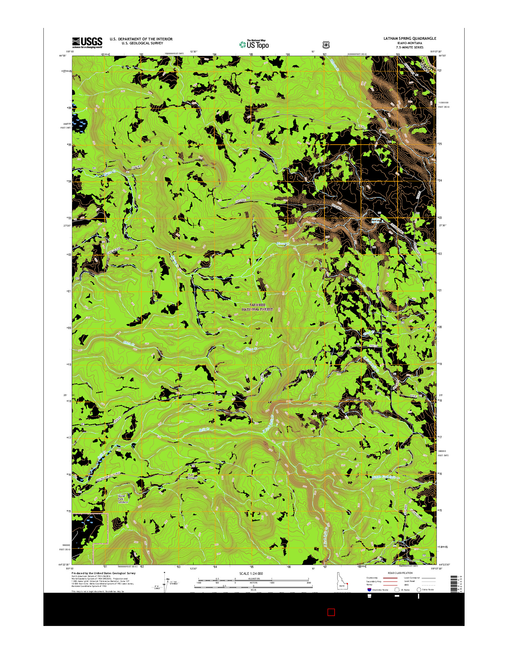 USGS US TOPO 7.5-MINUTE MAP FOR LATHAM SPRING, ID-MT 2017