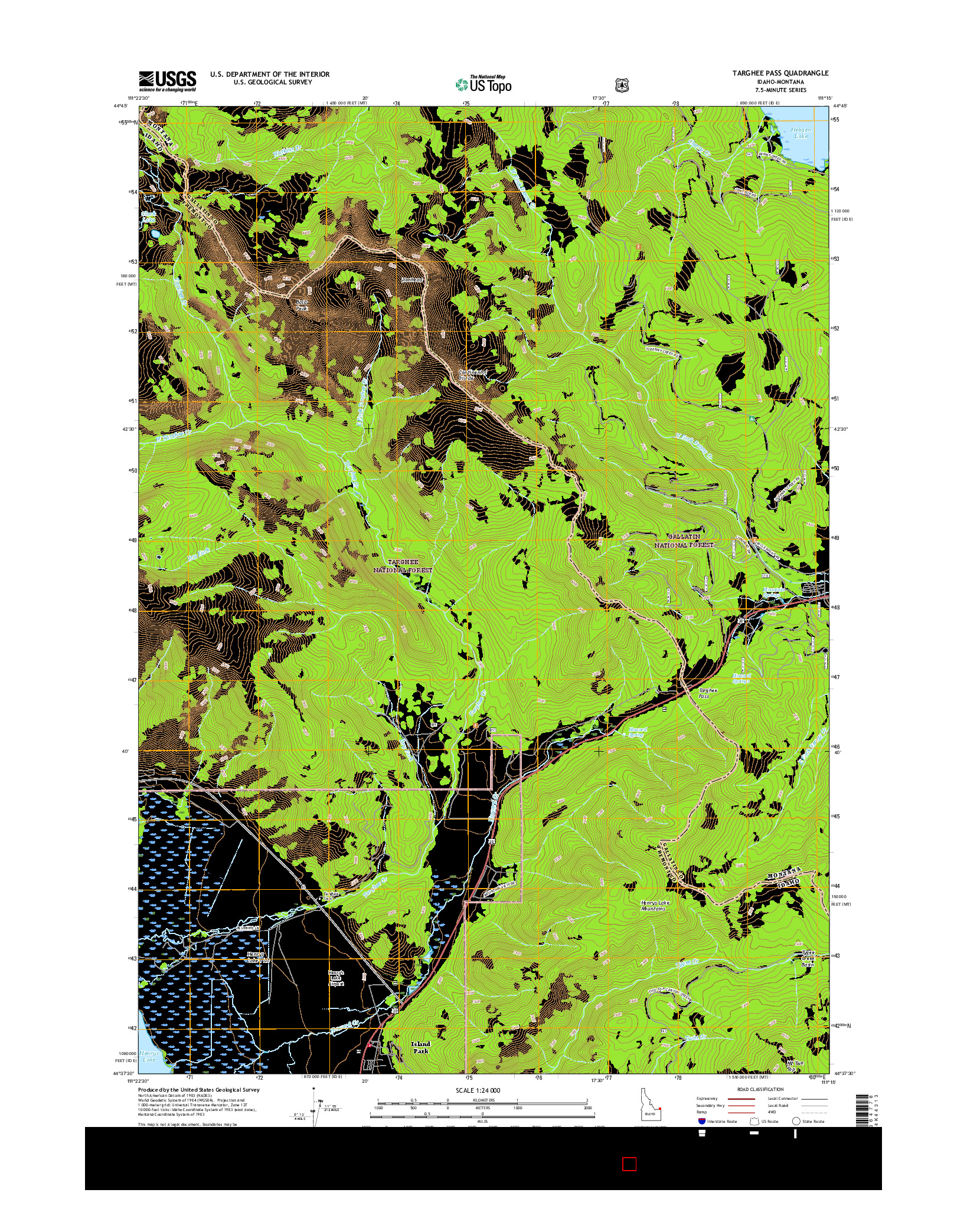 USGS US TOPO 7.5-MINUTE MAP FOR TARGHEE PASS, ID-MT 2017