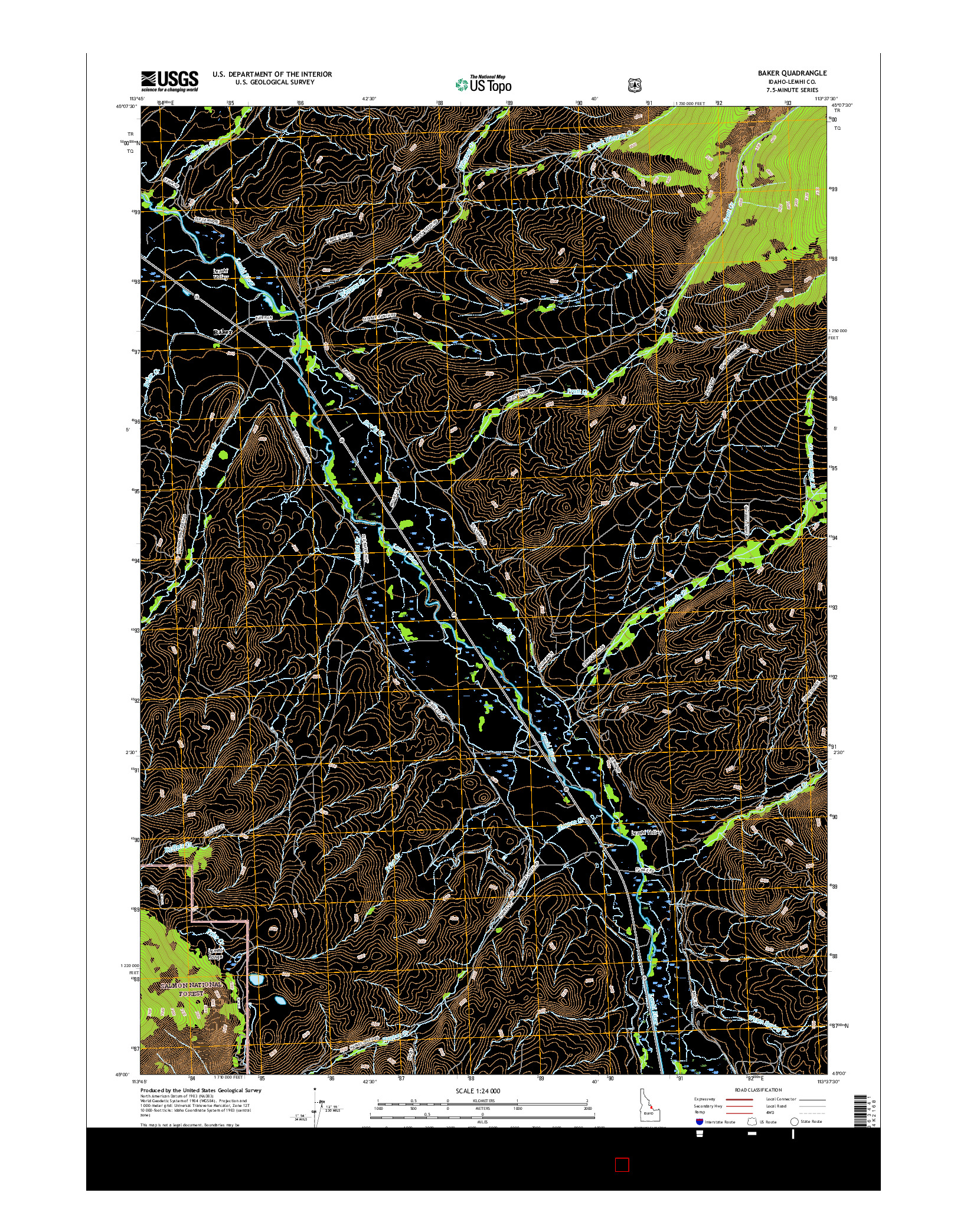 USGS US TOPO 7.5-MINUTE MAP FOR BAKER, ID 2017