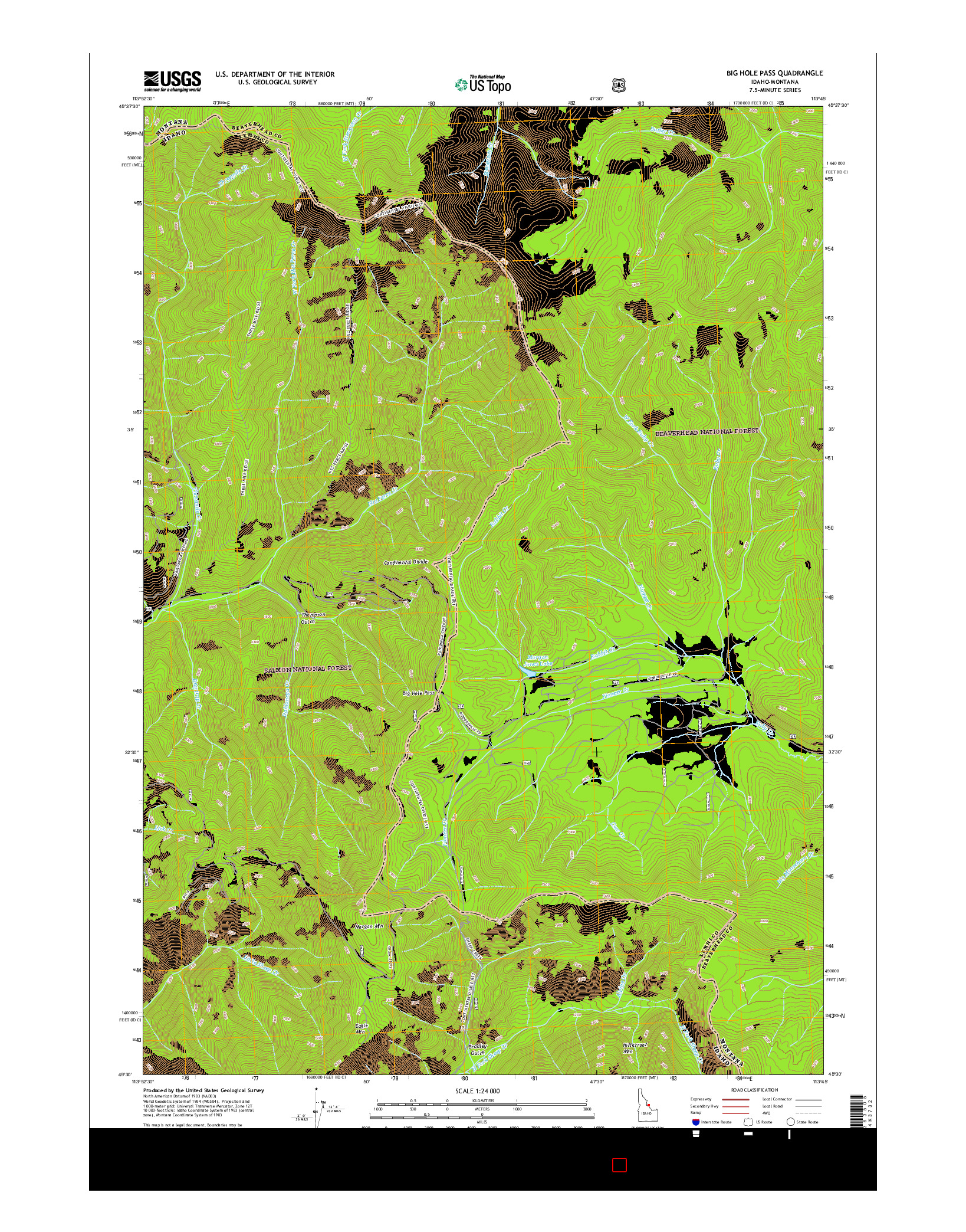 USGS US TOPO 7.5-MINUTE MAP FOR BIG HOLE PASS, ID-MT 2017