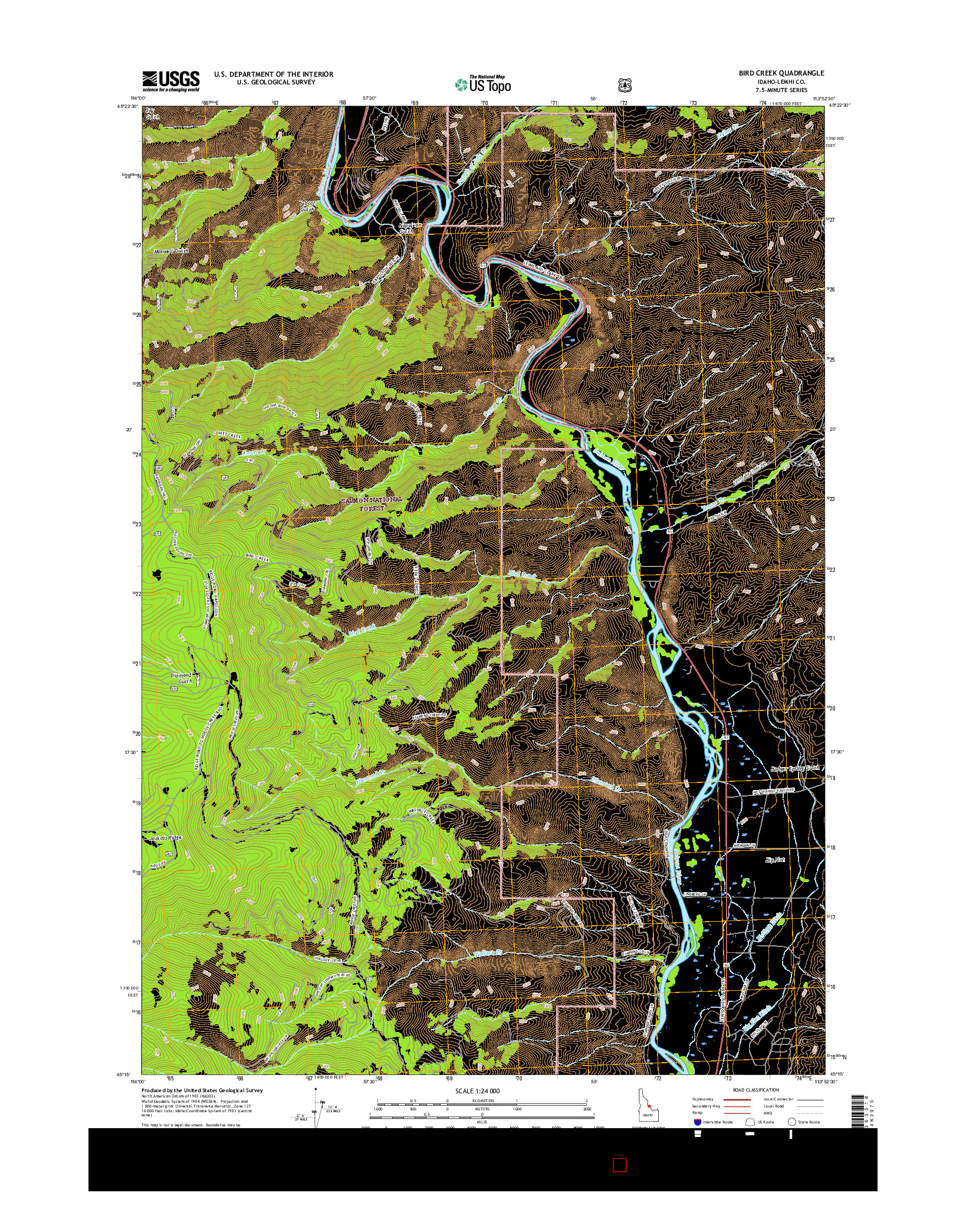 USGS US TOPO 7.5-MINUTE MAP FOR BIRD CREEK, ID 2017
