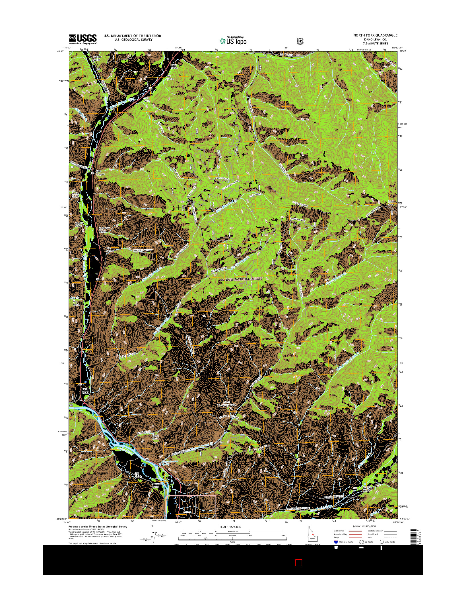 USGS US TOPO 7.5-MINUTE MAP FOR NORTH FORK, ID 2017