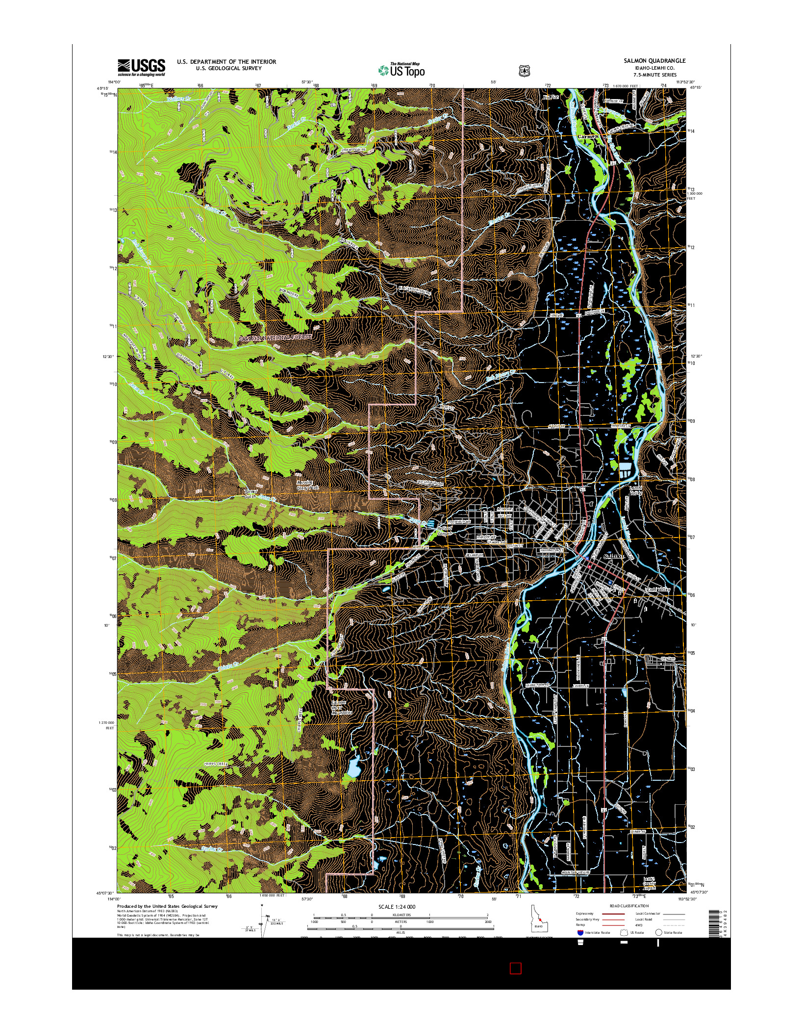 USGS US TOPO 7.5-MINUTE MAP FOR SALMON, ID 2017