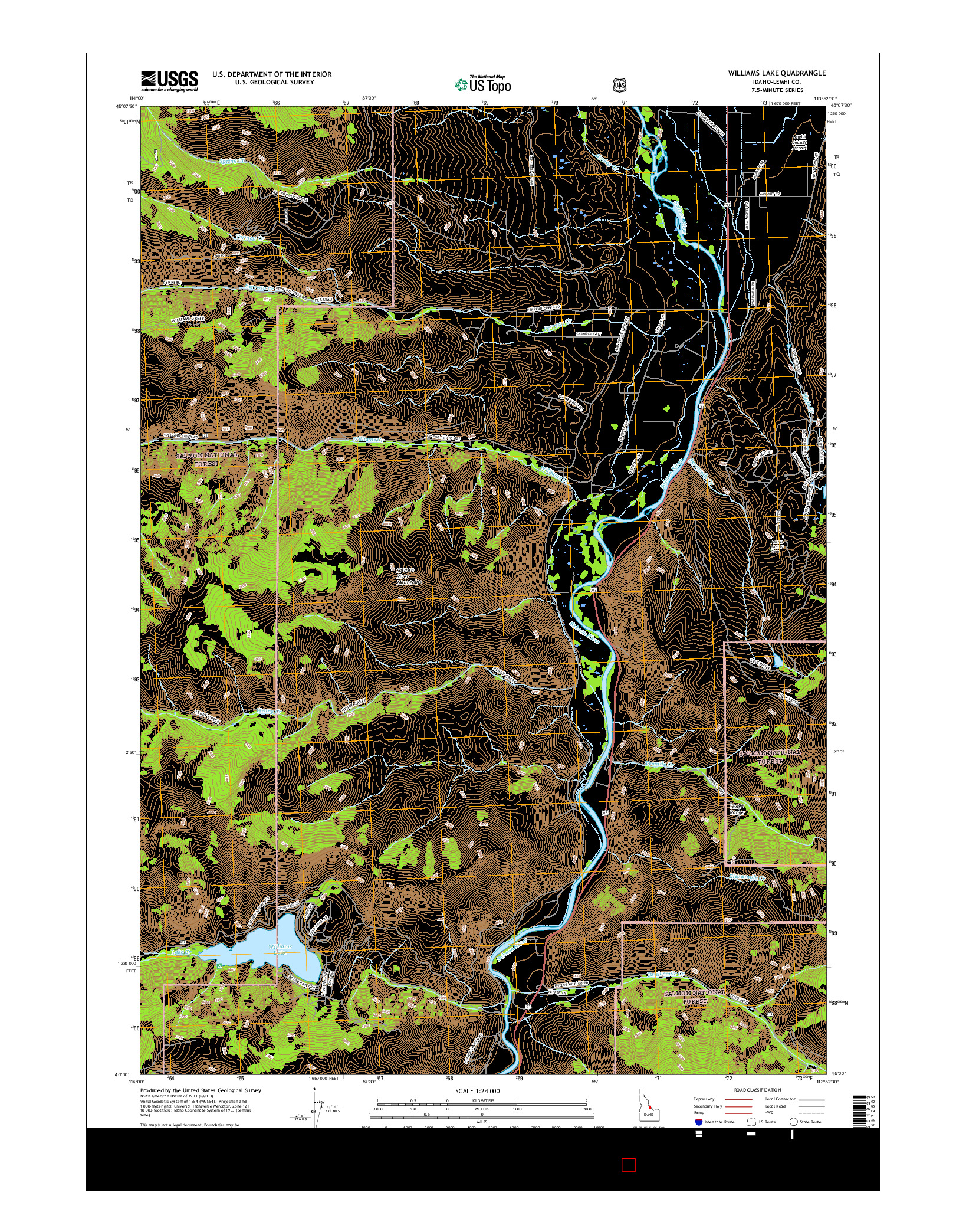 USGS US TOPO 7.5-MINUTE MAP FOR WILLIAMS LAKE, ID 2017