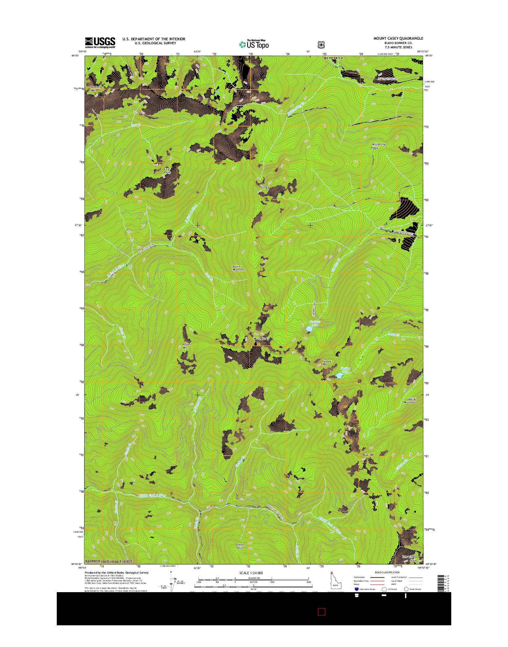 USGS US TOPO 7.5-MINUTE MAP FOR MOUNT CASEY, ID 2017