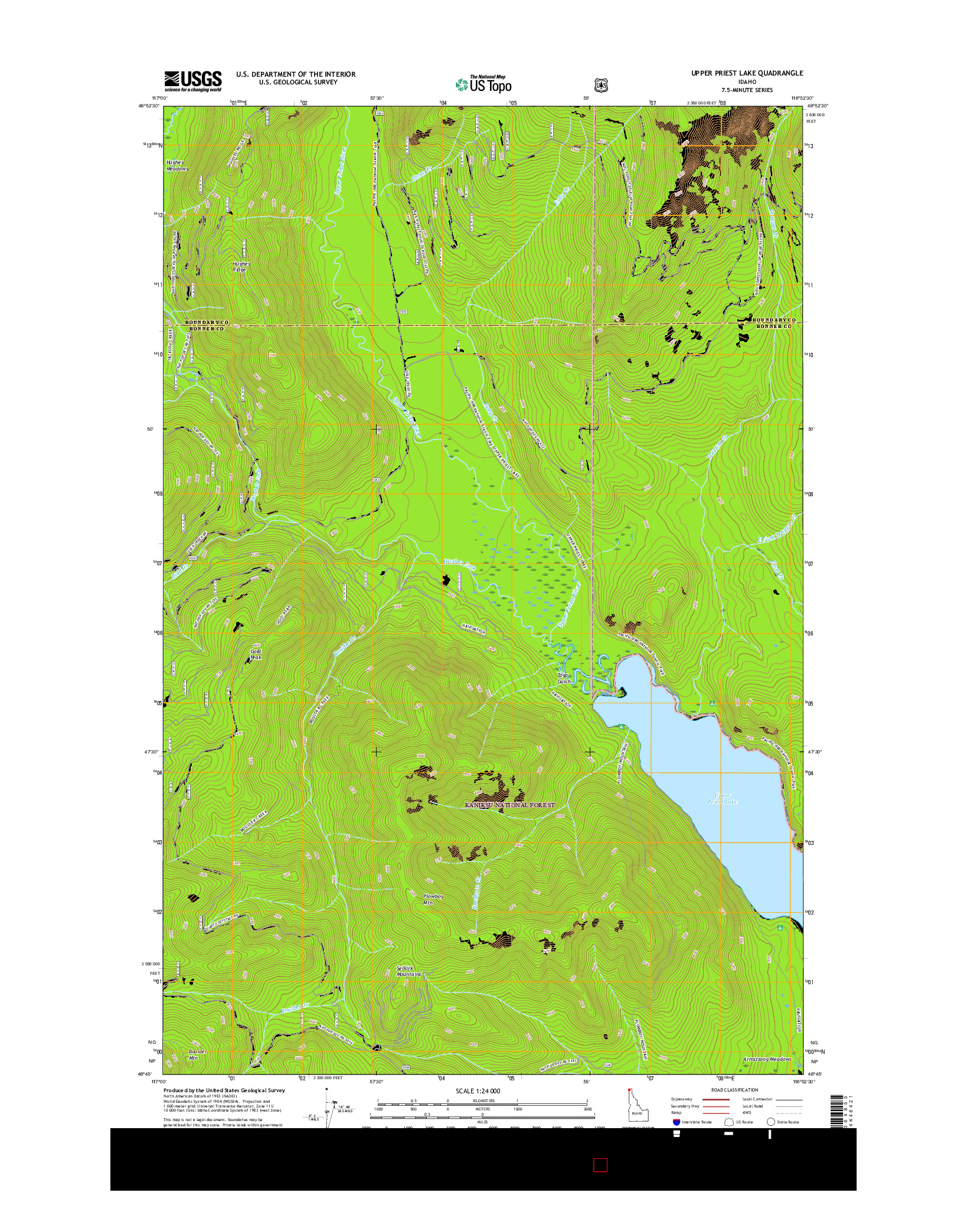 USGS US TOPO 7.5-MINUTE MAP FOR UPPER PRIEST LAKE, ID 2017