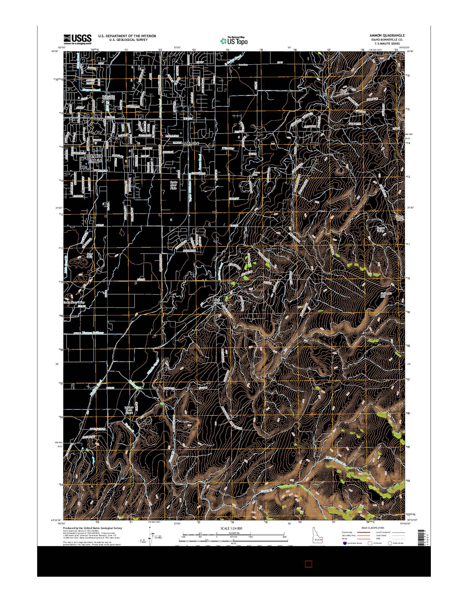 USGS US TOPO 7.5-MINUTE MAP FOR AMMON, ID 2017