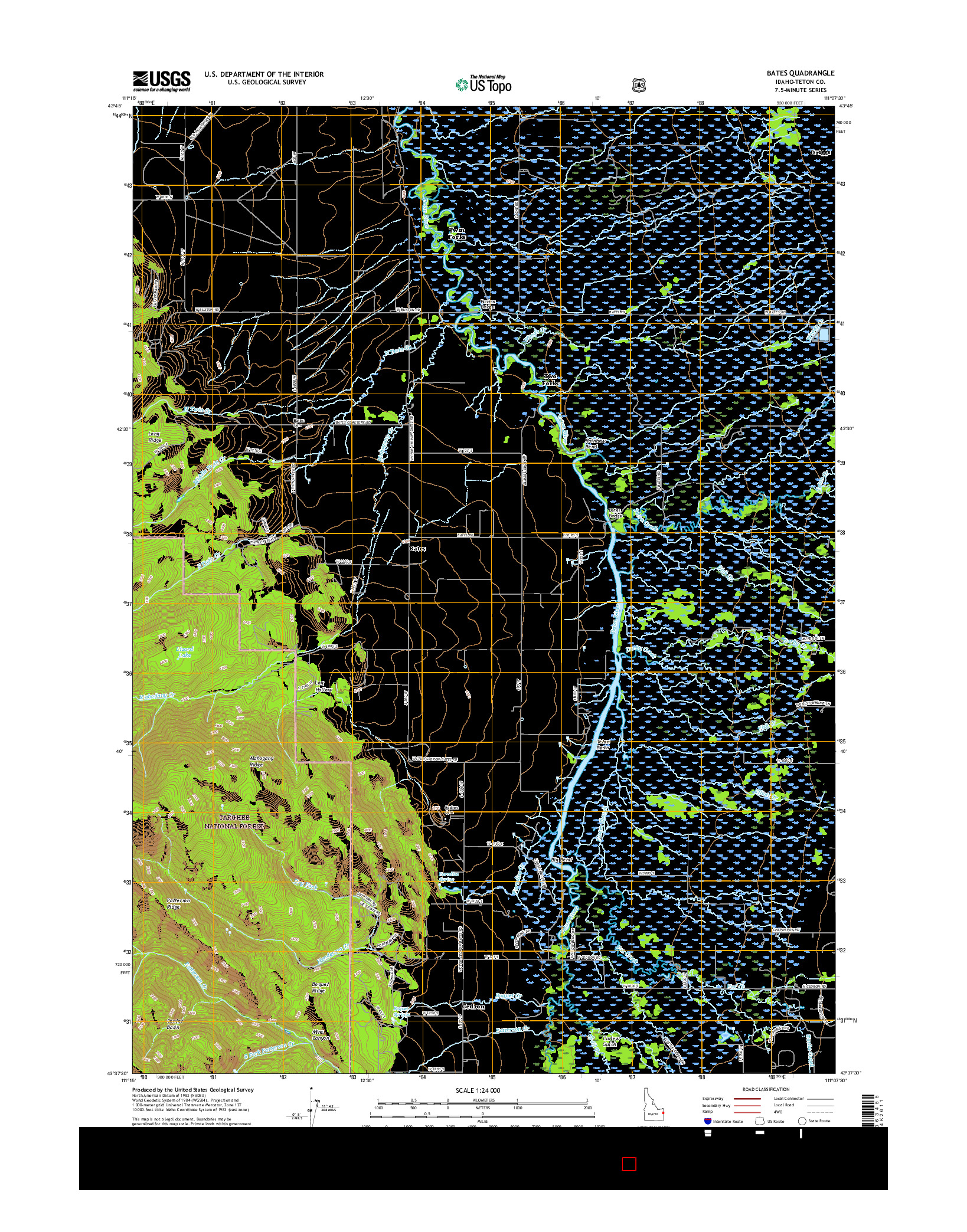 USGS US TOPO 7.5-MINUTE MAP FOR BATES, ID 2017