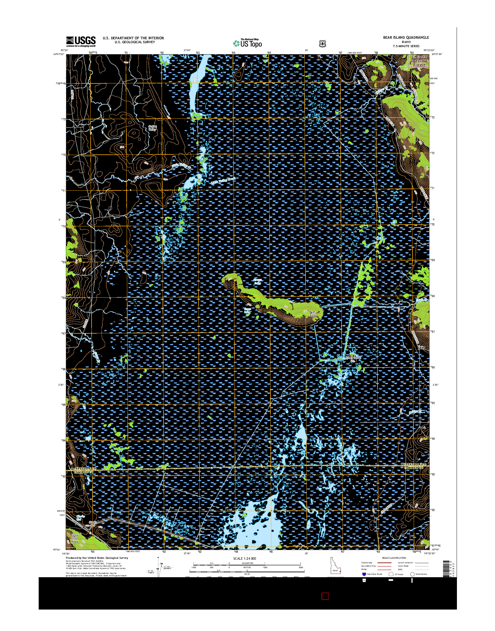 USGS US TOPO 7.5-MINUTE MAP FOR BEAR ISLAND, ID 2017