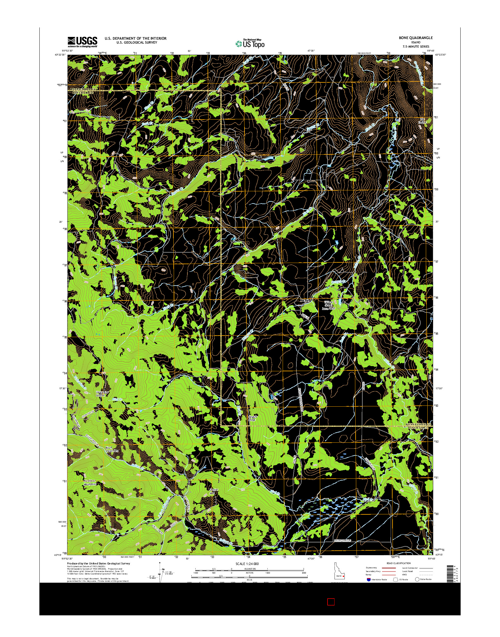 USGS US TOPO 7.5-MINUTE MAP FOR BONE, ID 2017