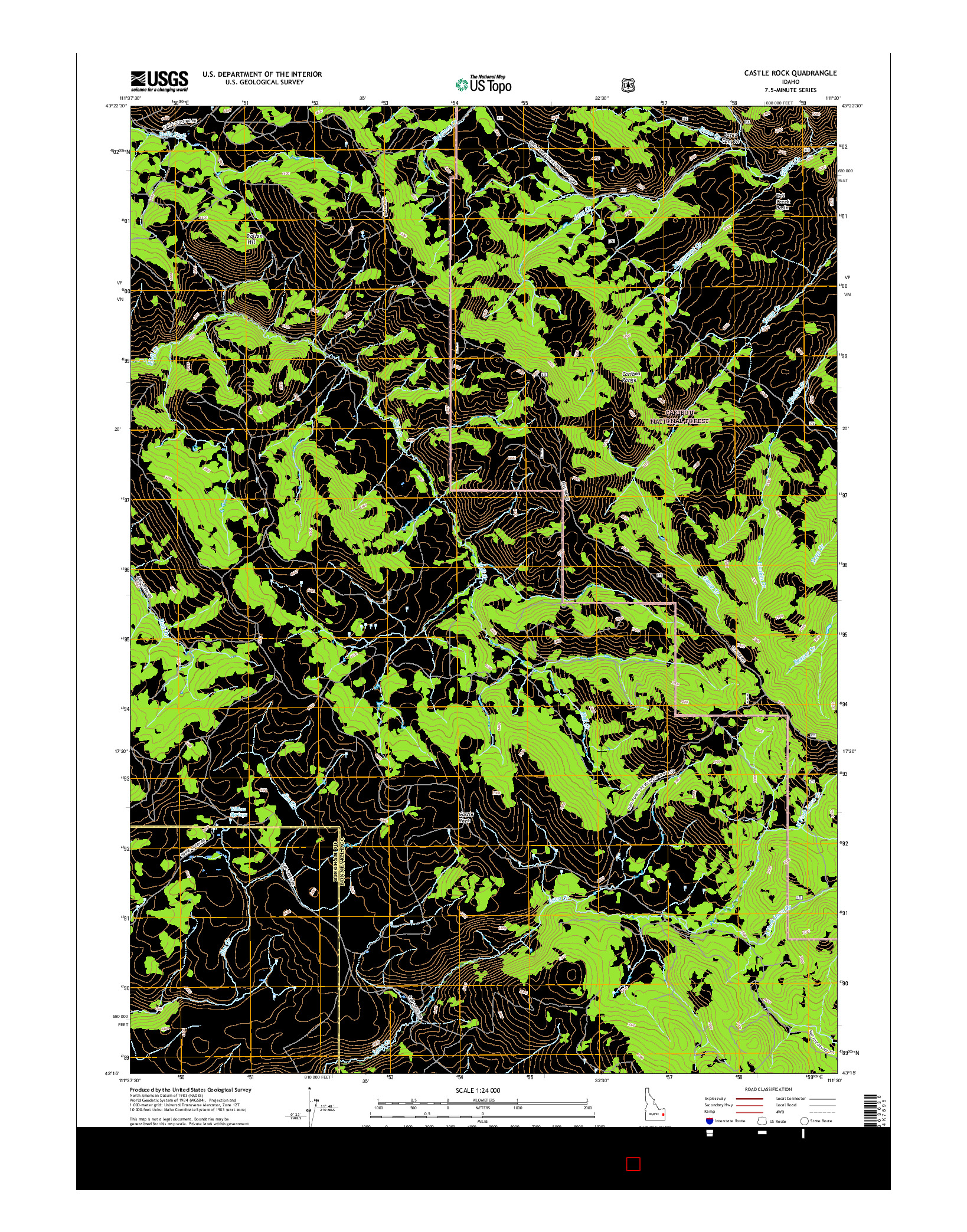 USGS US TOPO 7.5-MINUTE MAP FOR CASTLE ROCK, ID 2017