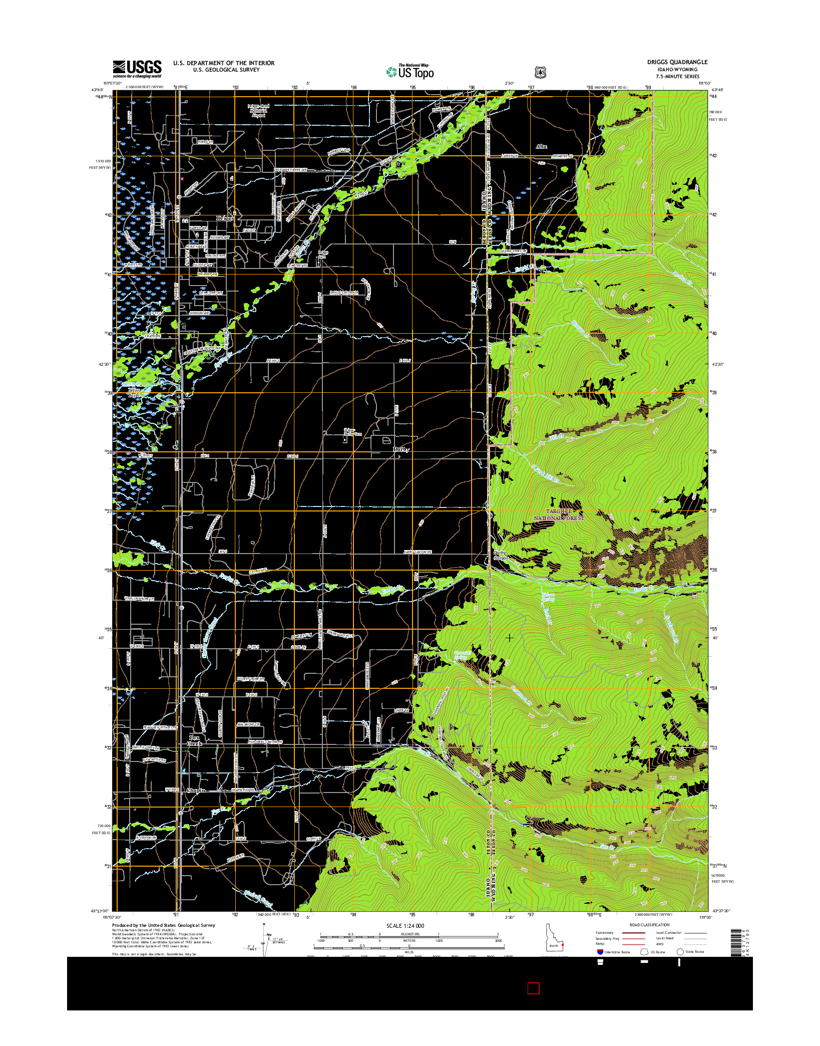 USGS US TOPO 7.5-MINUTE MAP FOR DRIGGS, ID-WY 2017