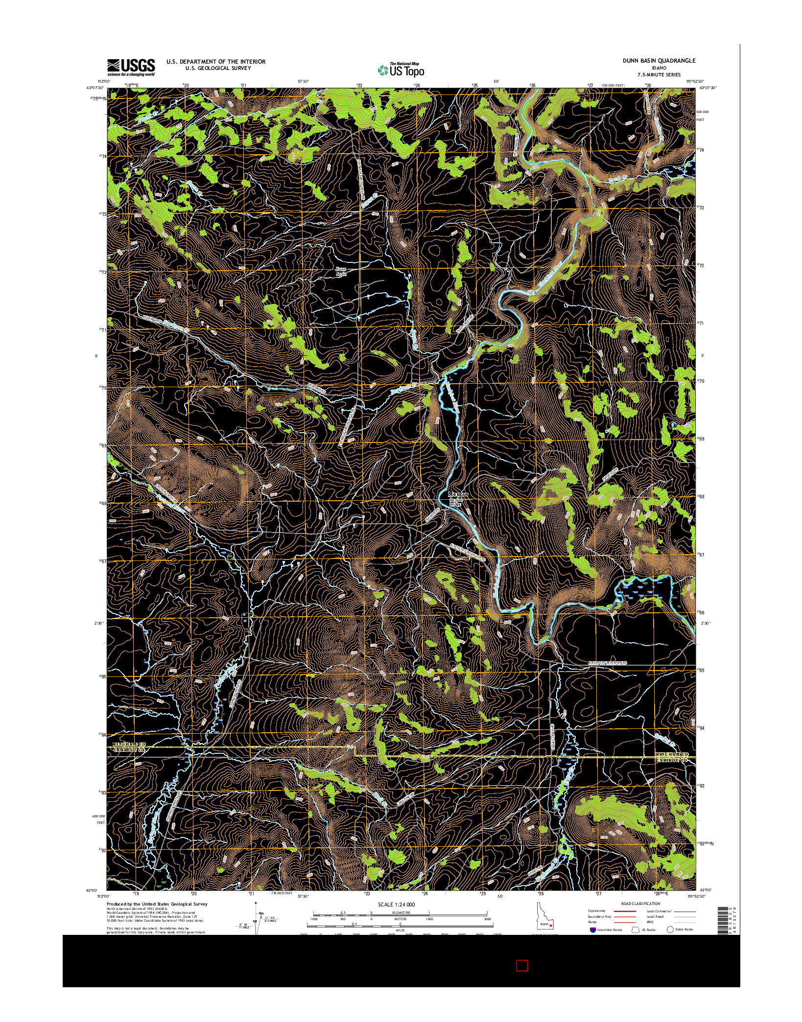 USGS US TOPO 7.5-MINUTE MAP FOR DUNN BASIN, ID 2017