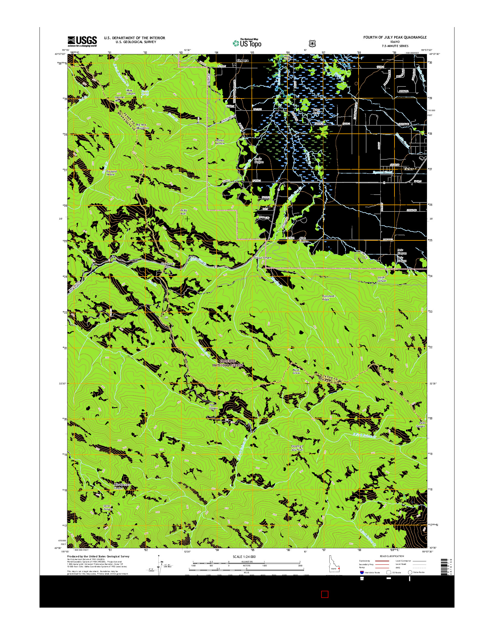 USGS US TOPO 7.5-MINUTE MAP FOR FOURTH OF JULY PEAK, ID 2017