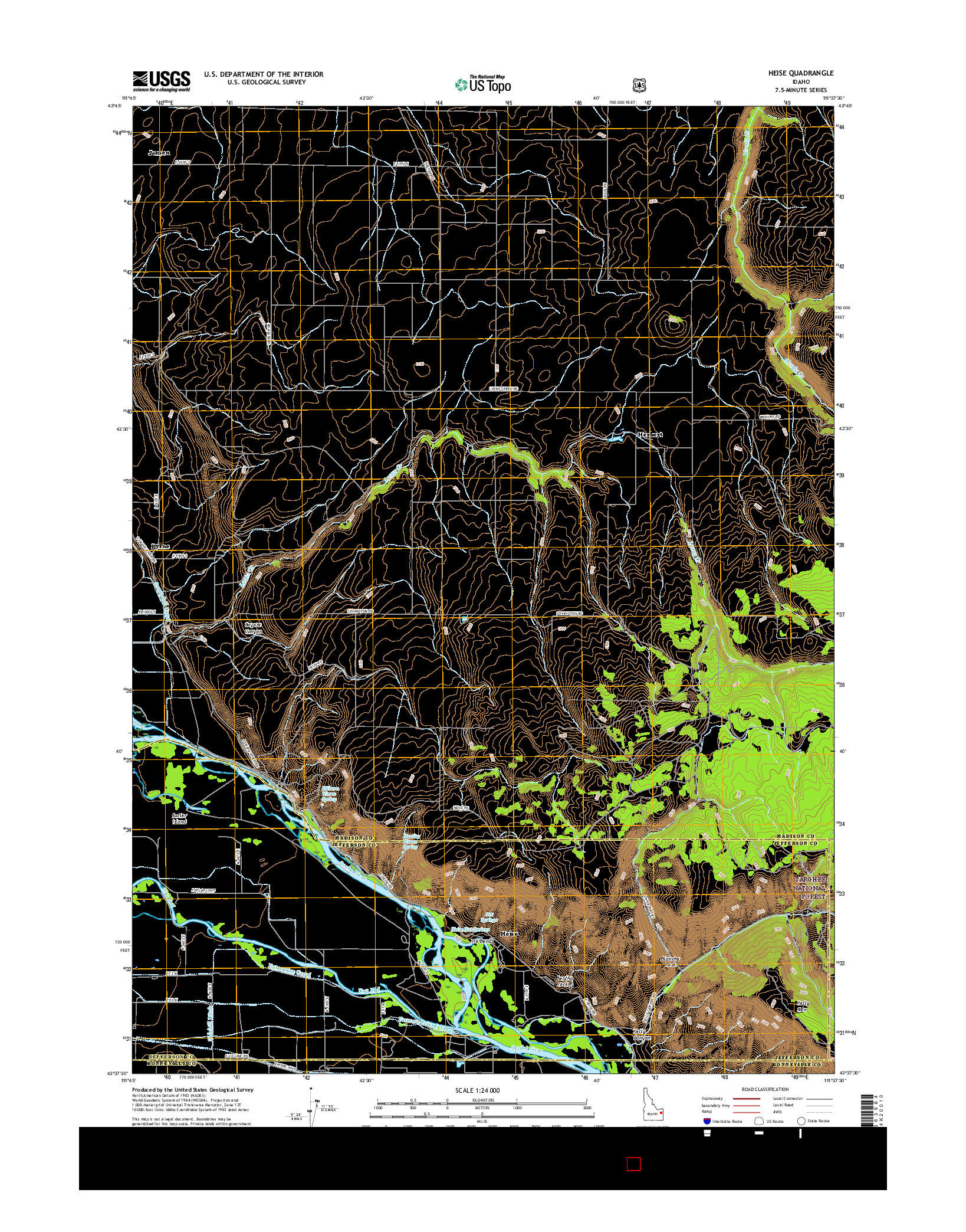 USGS US TOPO 7.5-MINUTE MAP FOR HEISE, ID 2017
