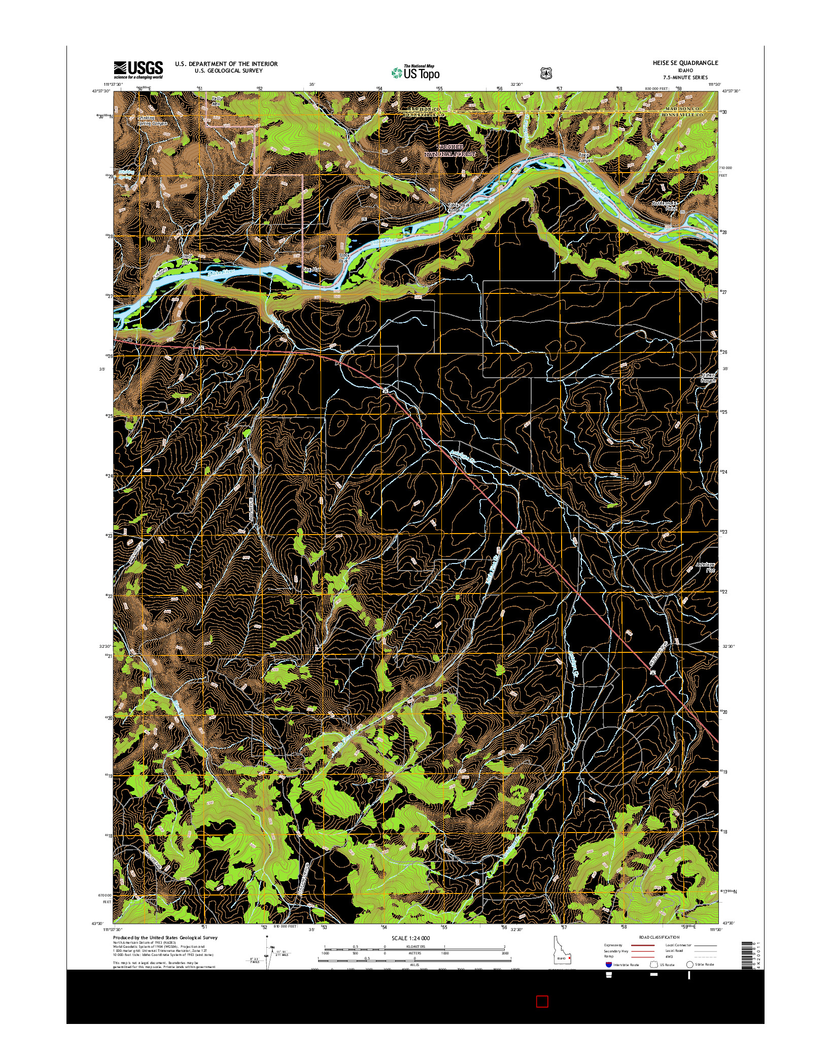 USGS US TOPO 7.5-MINUTE MAP FOR HEISE SE, ID 2017