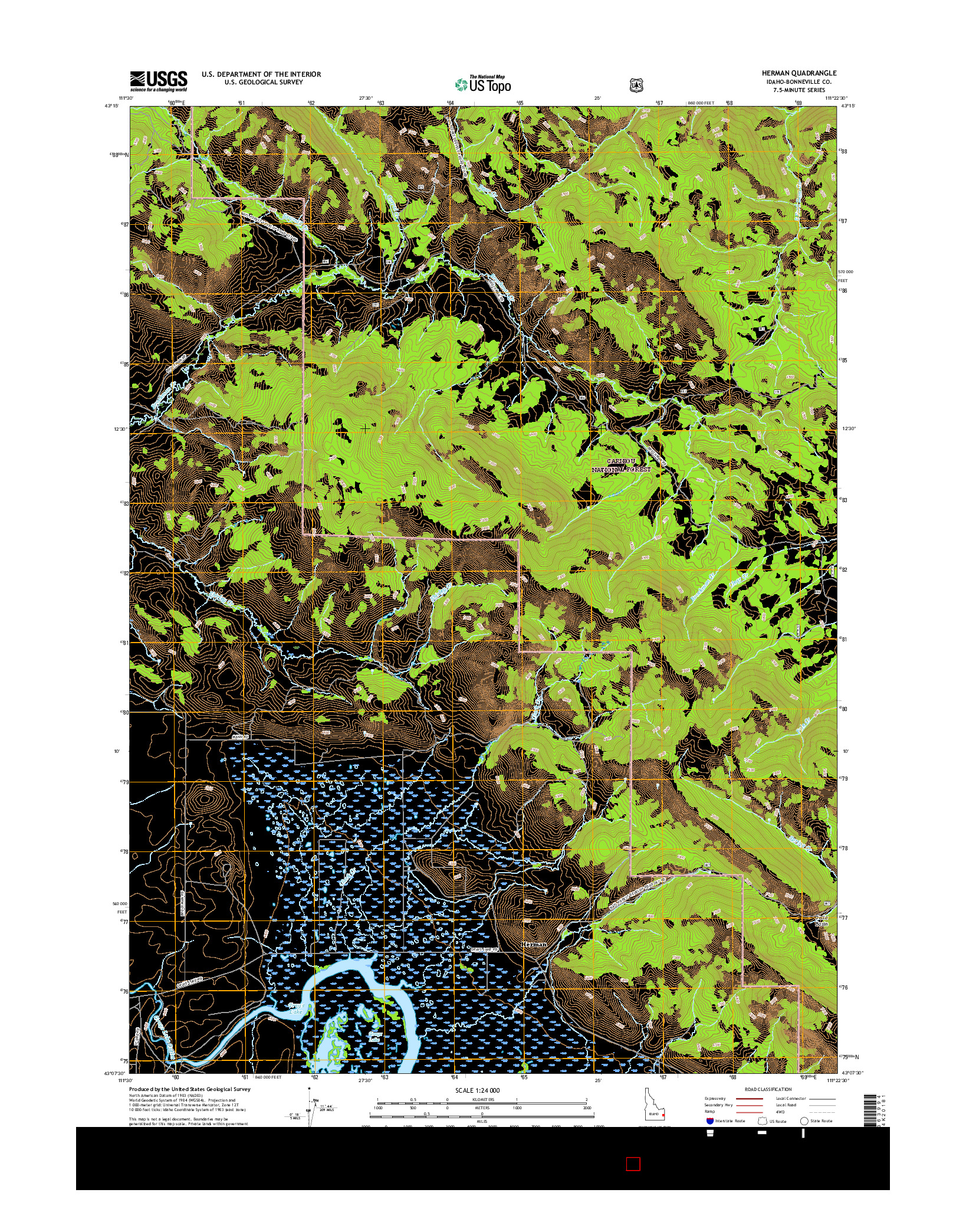 USGS US TOPO 7.5-MINUTE MAP FOR HERMAN, ID 2017