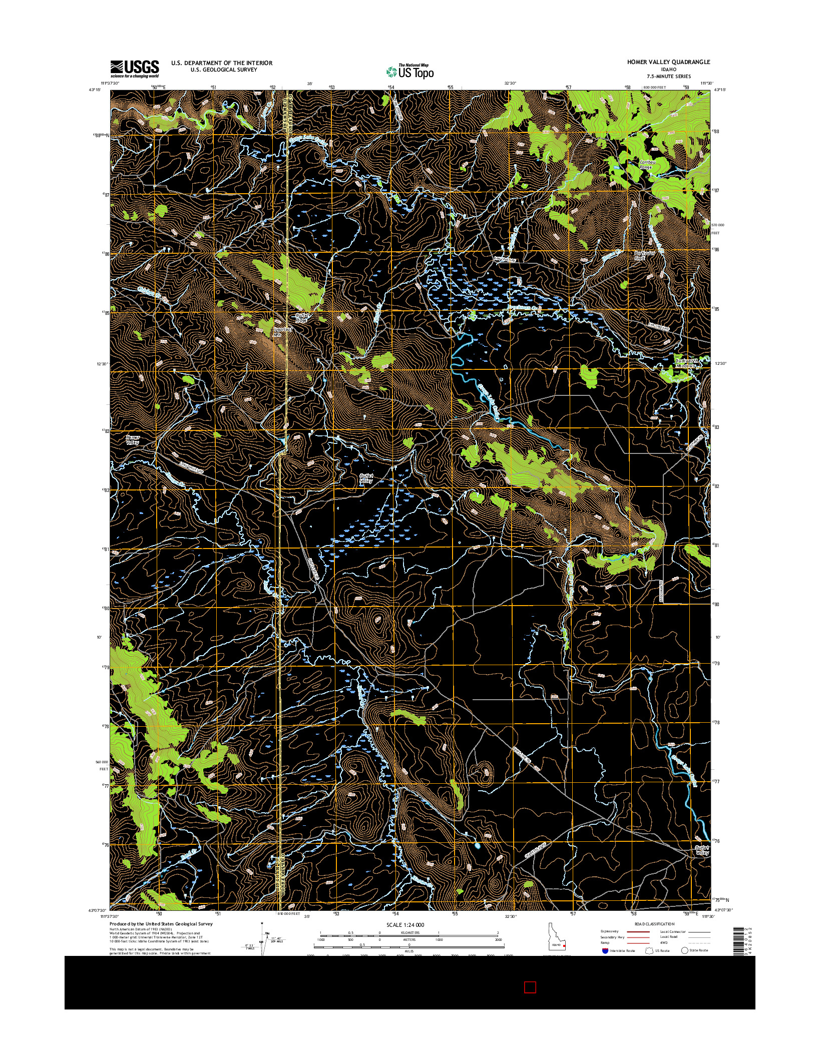 USGS US TOPO 7.5-MINUTE MAP FOR HOMER VALLEY, ID 2017