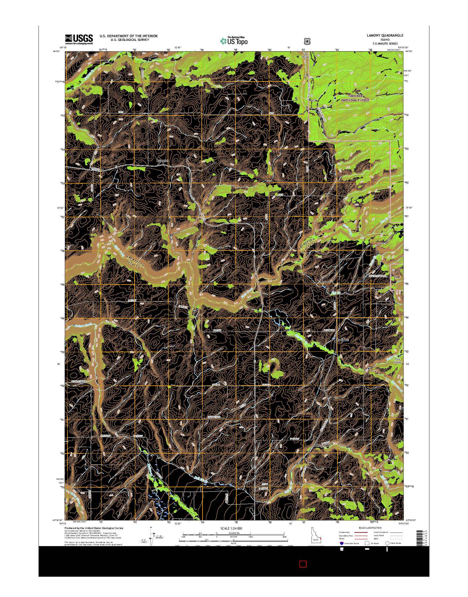 USGS US TOPO 7.5-MINUTE MAP FOR LAMONT, ID 2017