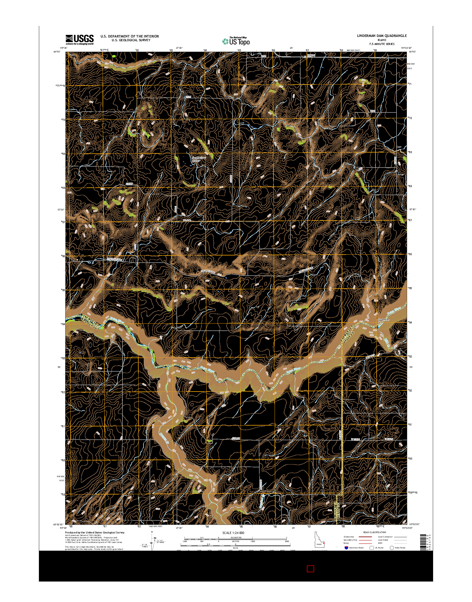 USGS US TOPO 7.5-MINUTE MAP FOR LINDERMAN DAM, ID 2017