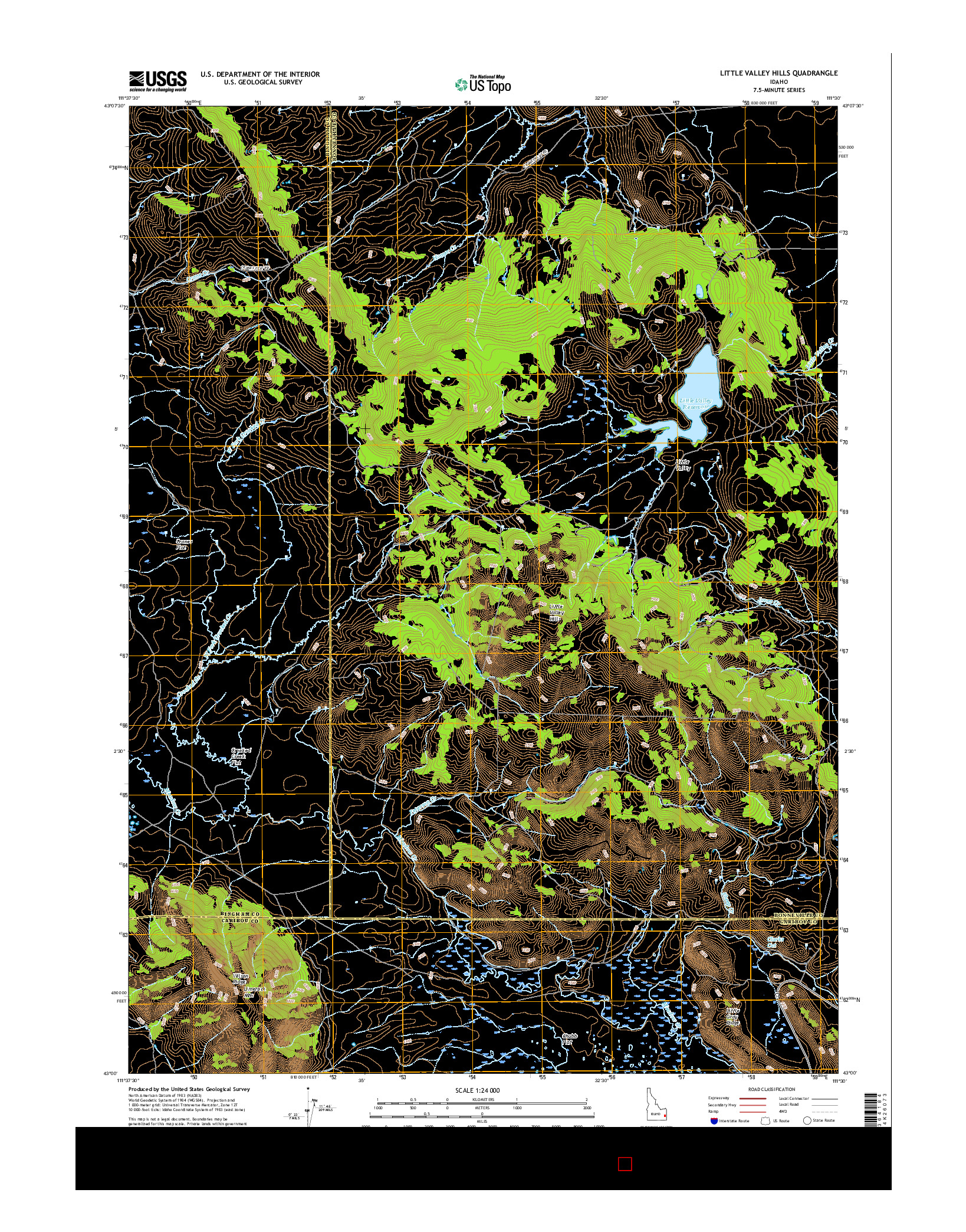 USGS US TOPO 7.5-MINUTE MAP FOR LITTLE VALLEY HILLS, ID 2017