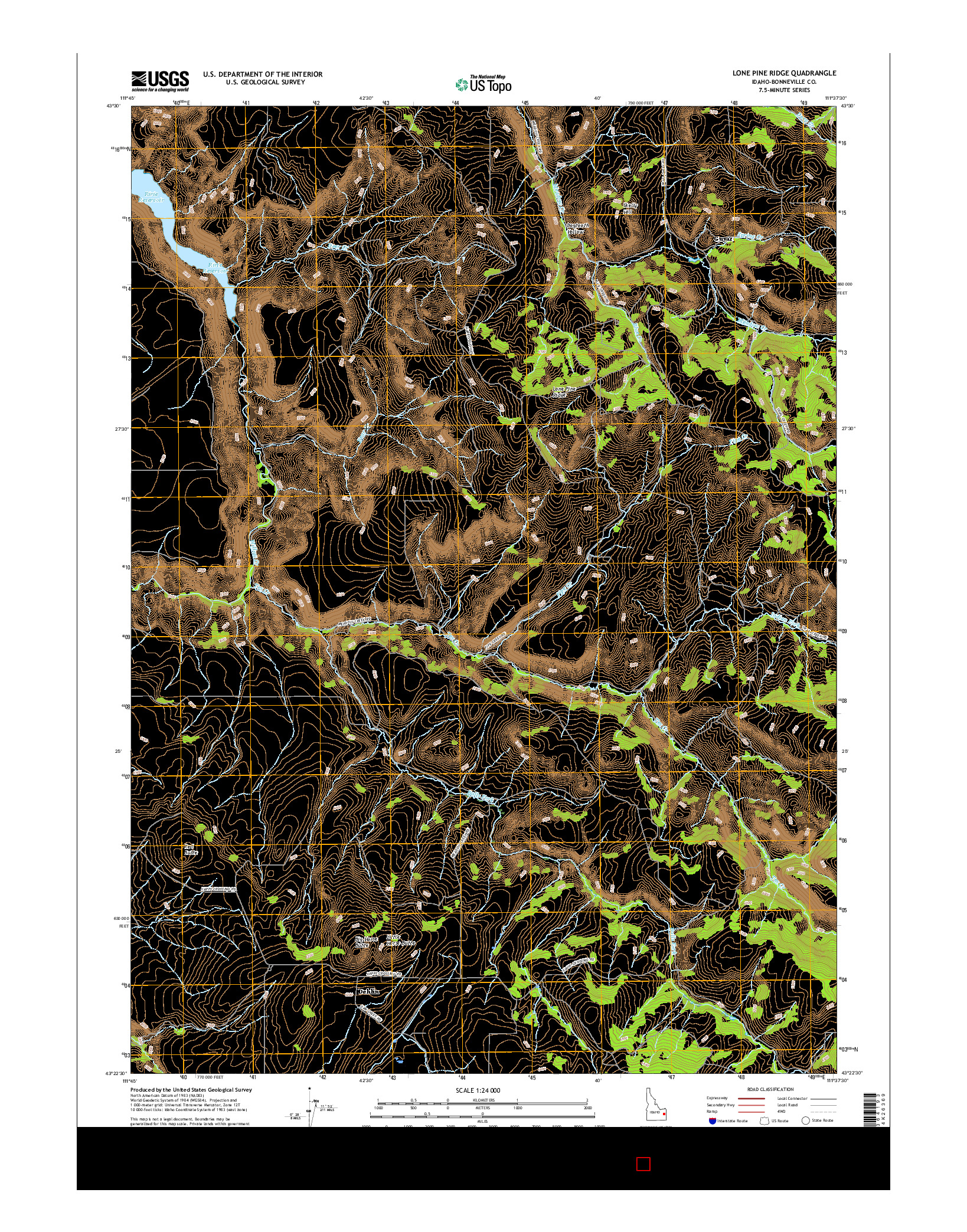 USGS US TOPO 7.5-MINUTE MAP FOR LONE PINE RIDGE, ID 2017