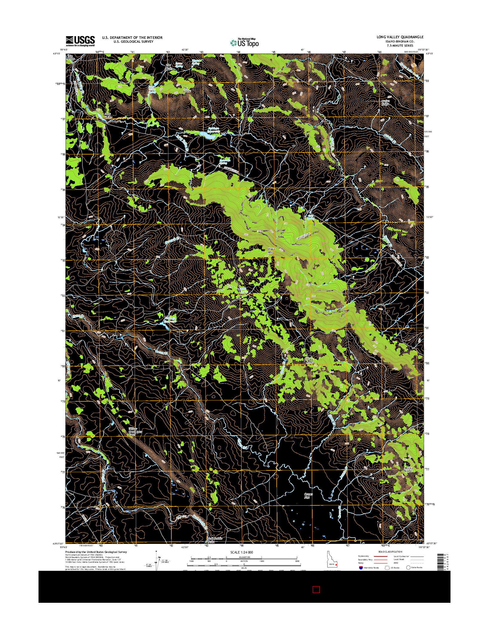 USGS US TOPO 7.5-MINUTE MAP FOR LONG VALLEY, ID 2017