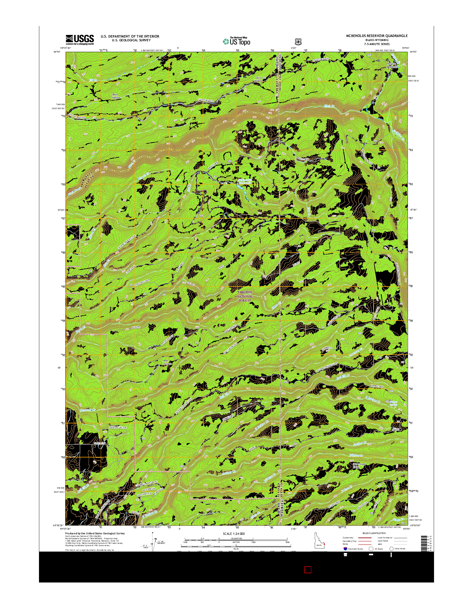 USGS US TOPO 7.5-MINUTE MAP FOR MCRENOLDS RESERVOIR, ID-WY 2017