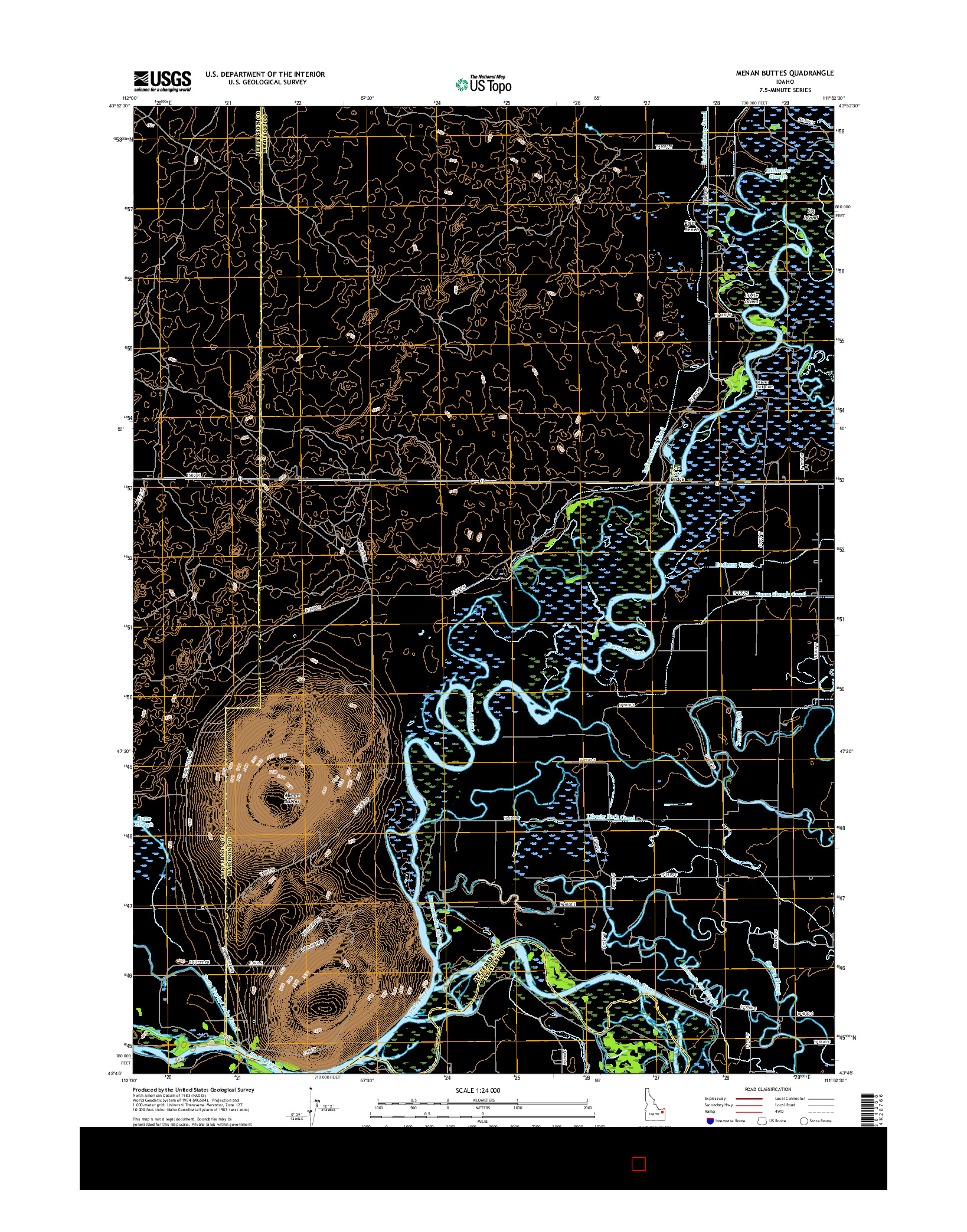 USGS US TOPO 7.5-MINUTE MAP FOR MENAN BUTTES, ID 2017