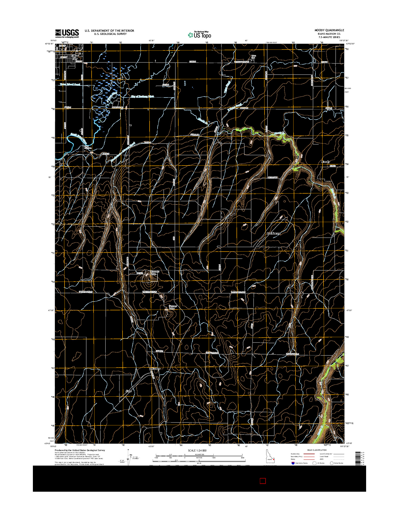 USGS US TOPO 7.5-MINUTE MAP FOR MOODY, ID 2017