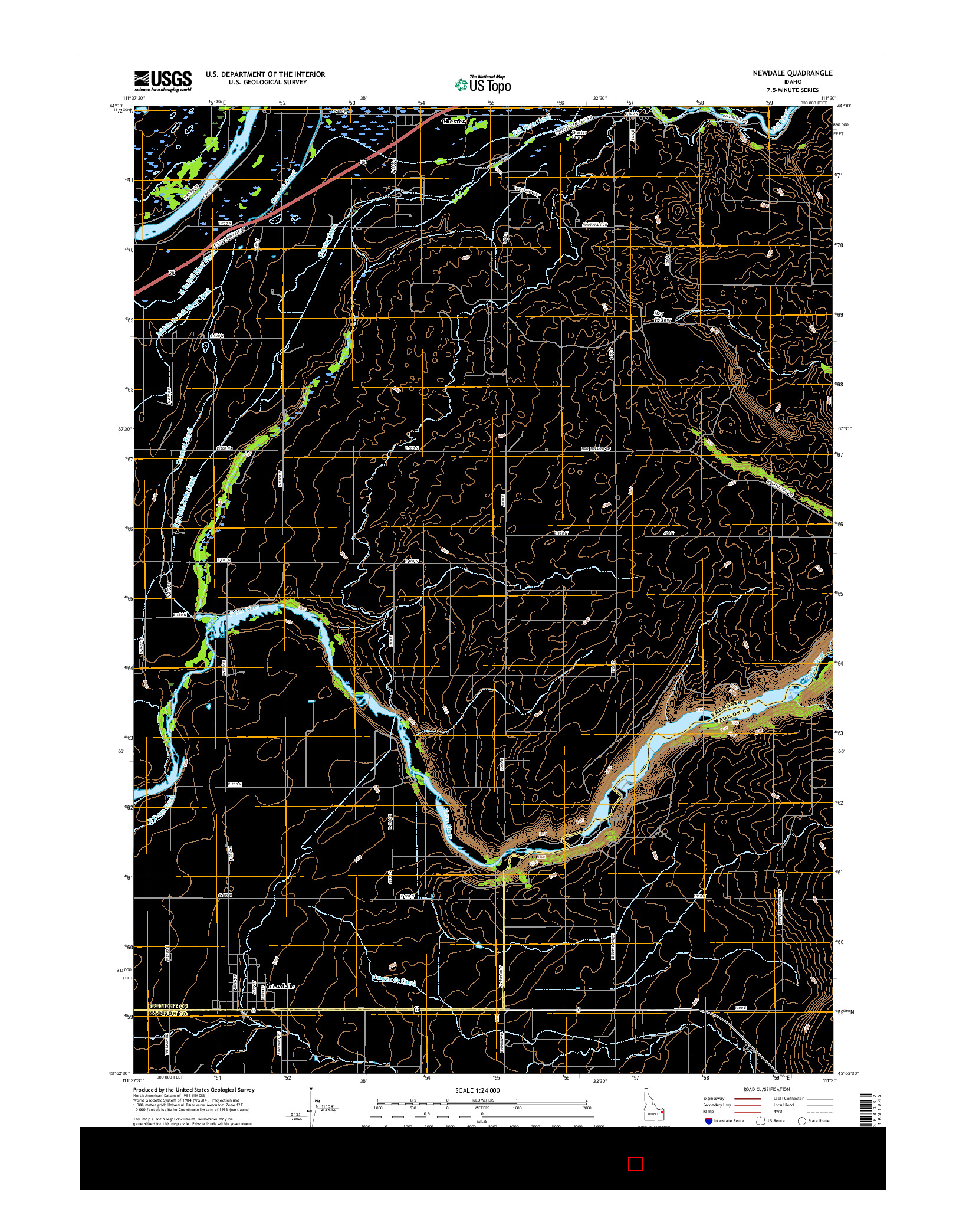 USGS US TOPO 7.5-MINUTE MAP FOR NEWDALE, ID 2017