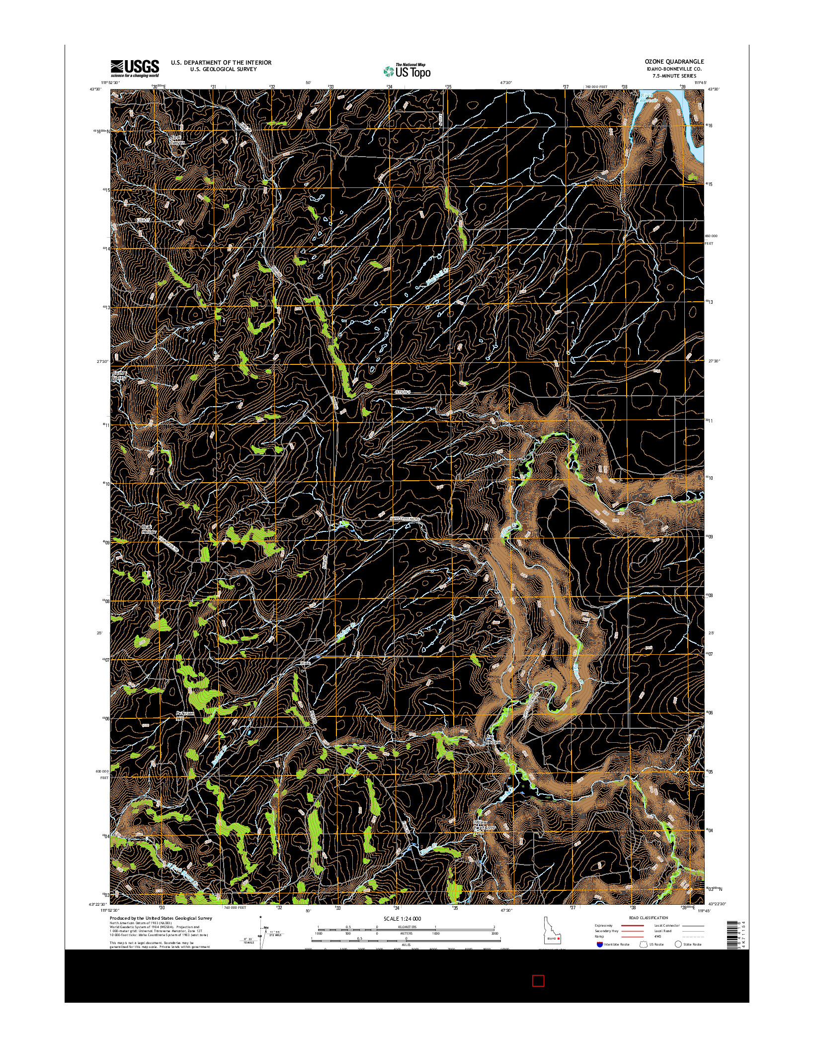 USGS US TOPO 7.5-MINUTE MAP FOR OZONE, ID 2017