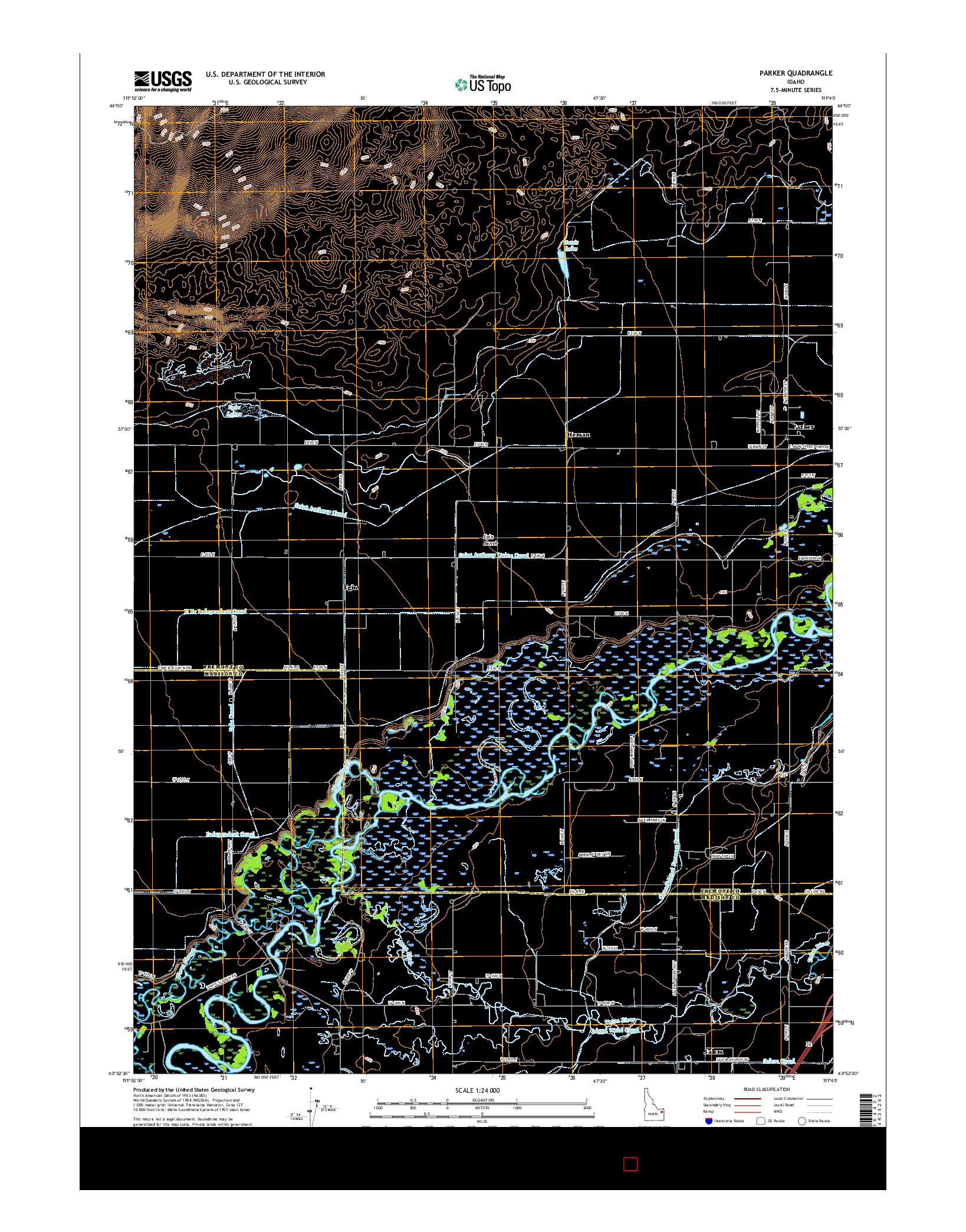 USGS US TOPO 7.5-MINUTE MAP FOR PARKER, ID 2017