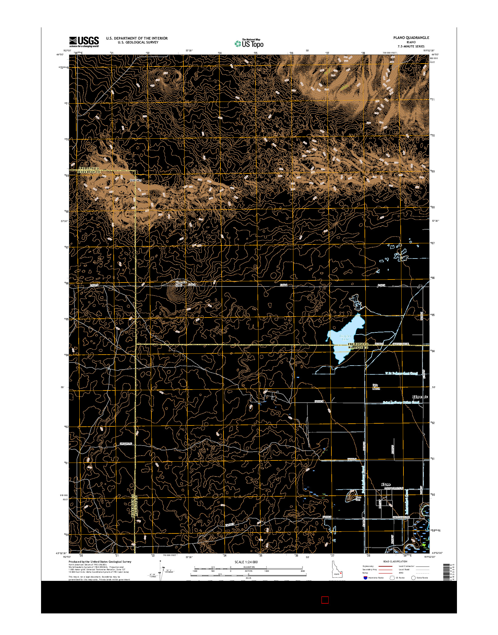 USGS US TOPO 7.5-MINUTE MAP FOR PLANO, ID 2017