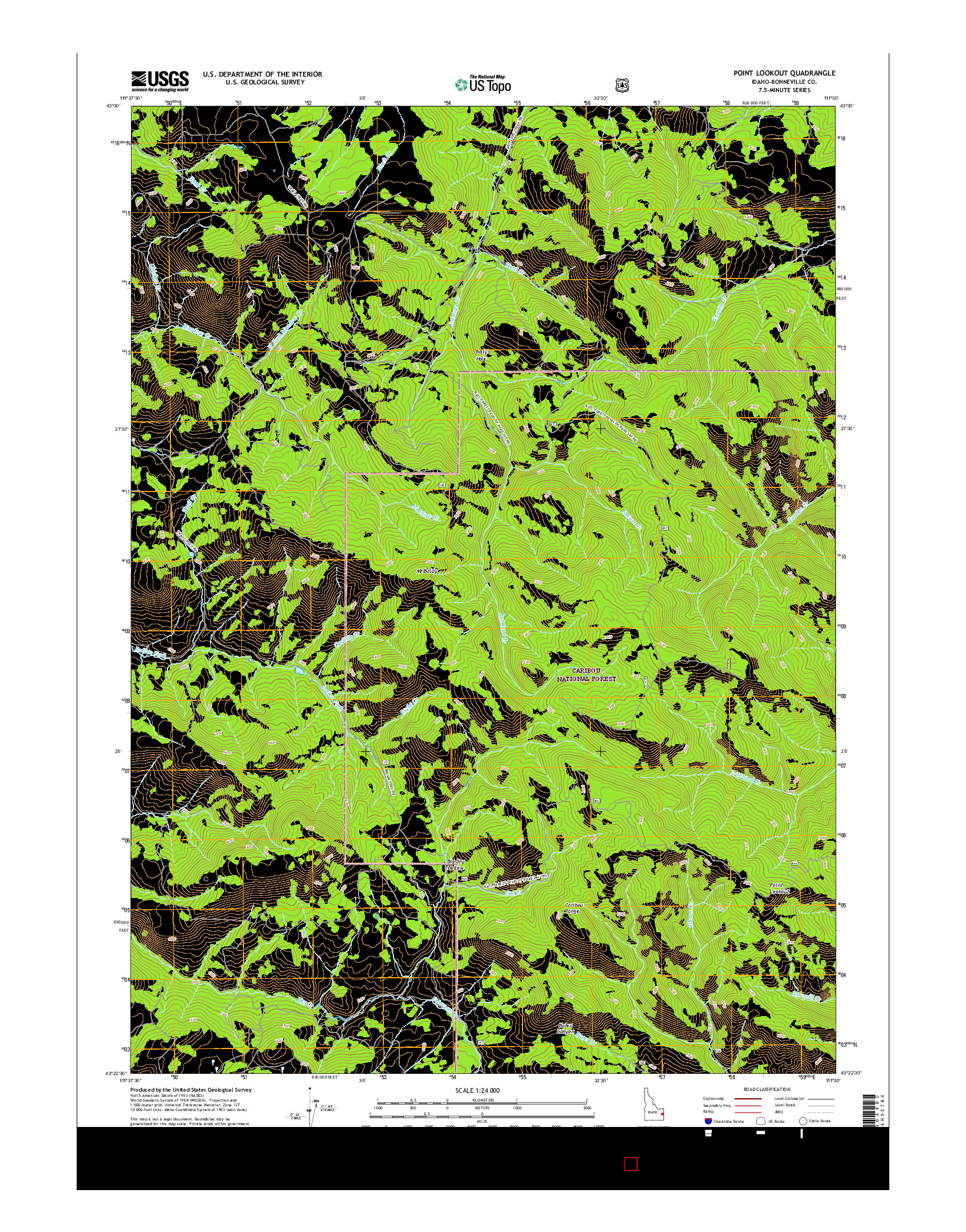 USGS US TOPO 7.5-MINUTE MAP FOR POINT LOOKOUT, ID 2017