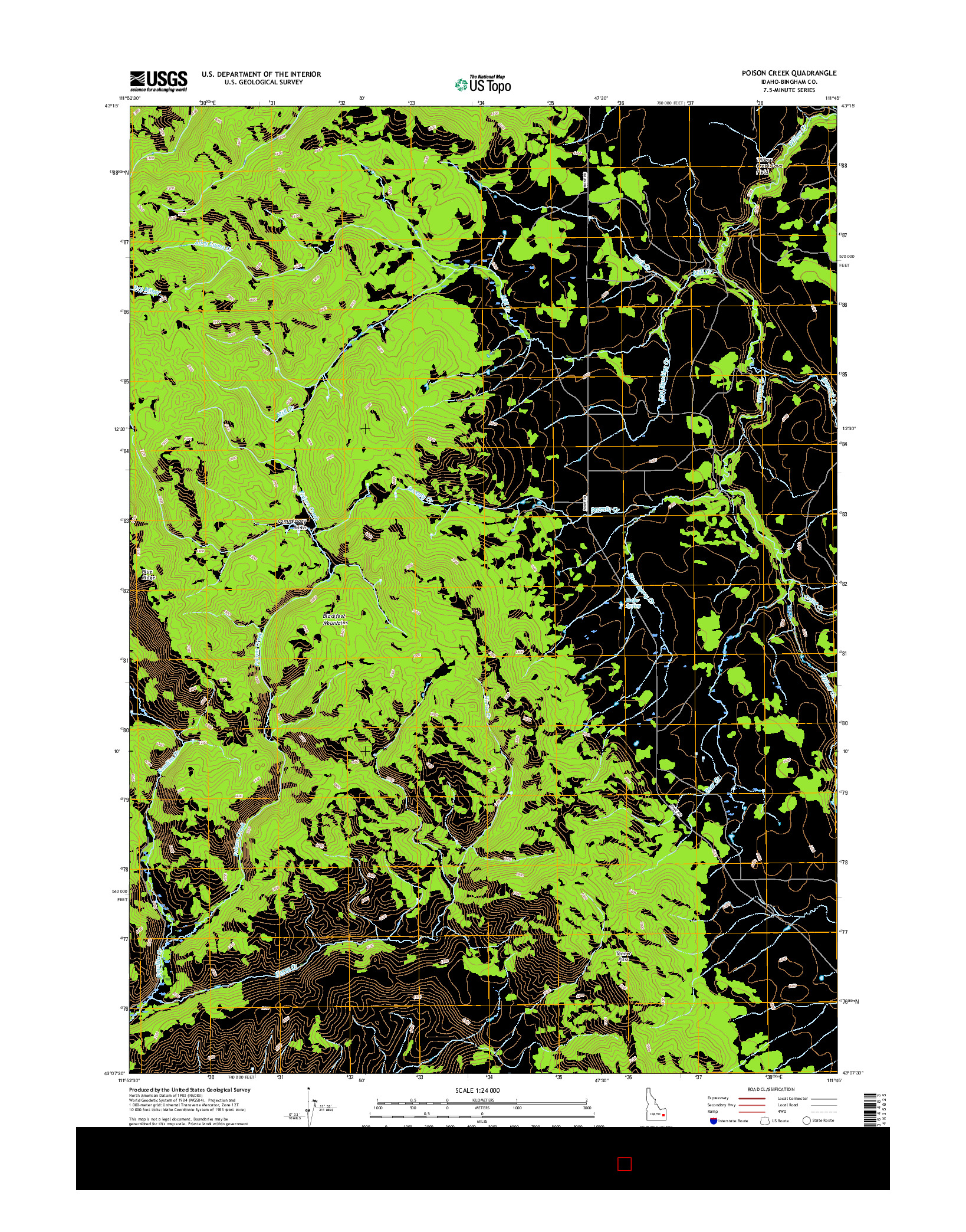 USGS US TOPO 7.5-MINUTE MAP FOR POISON CREEK, ID 2017