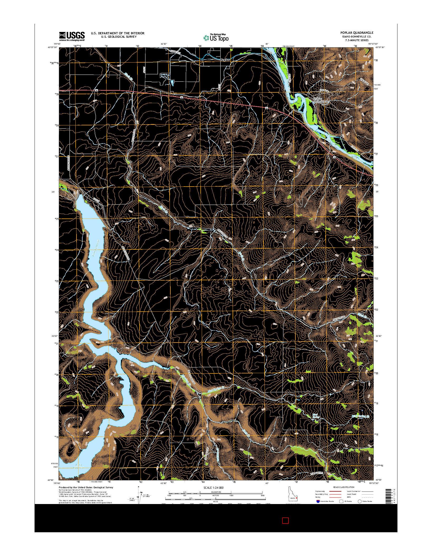 USGS US TOPO 7.5-MINUTE MAP FOR POPLAR, ID 2017