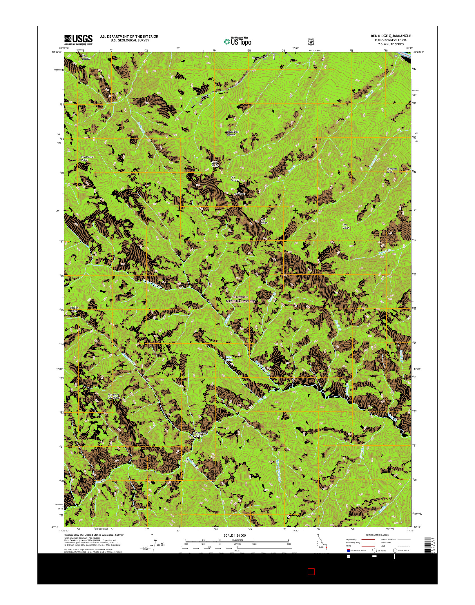 USGS US TOPO 7.5-MINUTE MAP FOR RED RIDGE, ID 2017