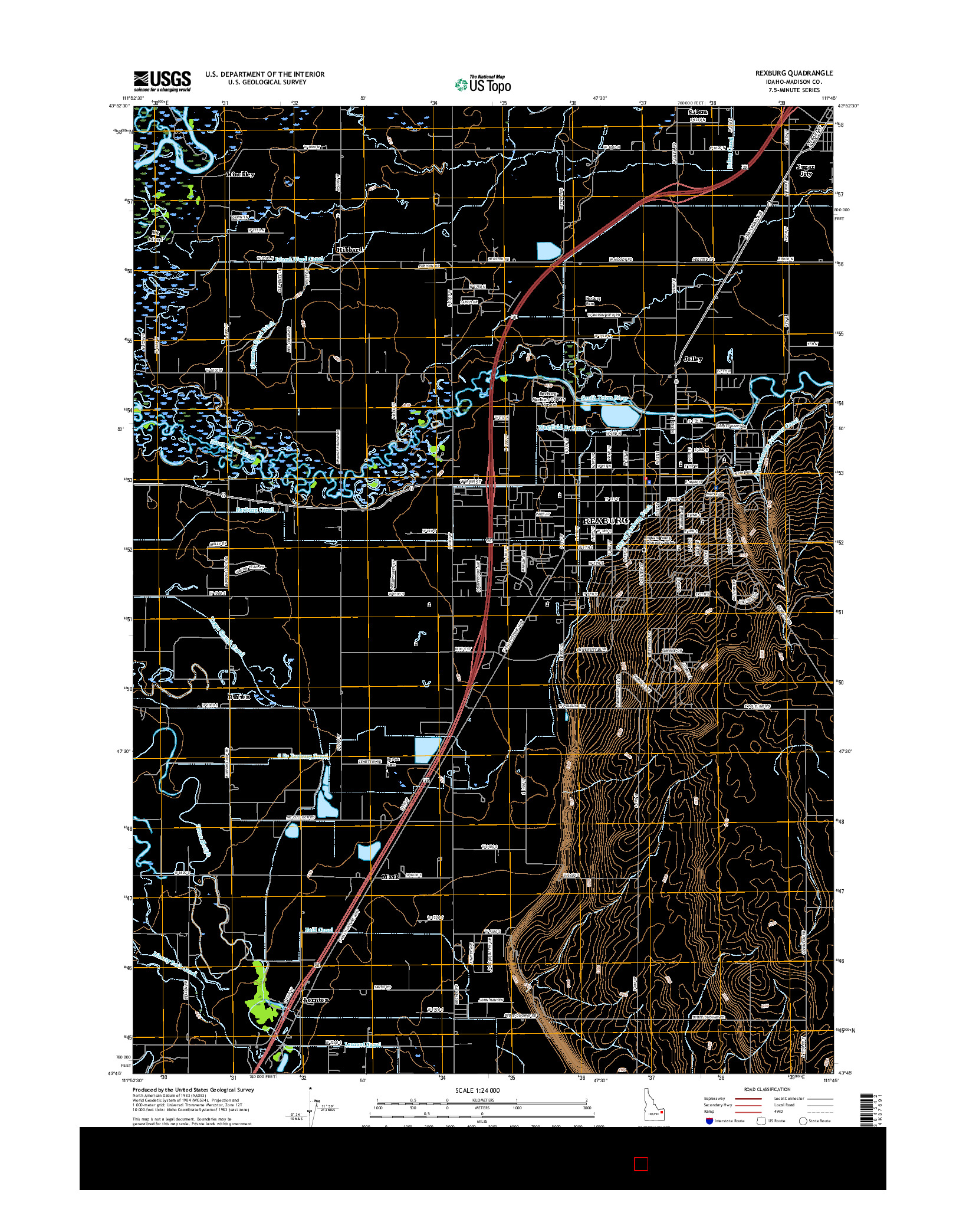 USGS US TOPO 7.5-MINUTE MAP FOR REXBURG, ID 2017