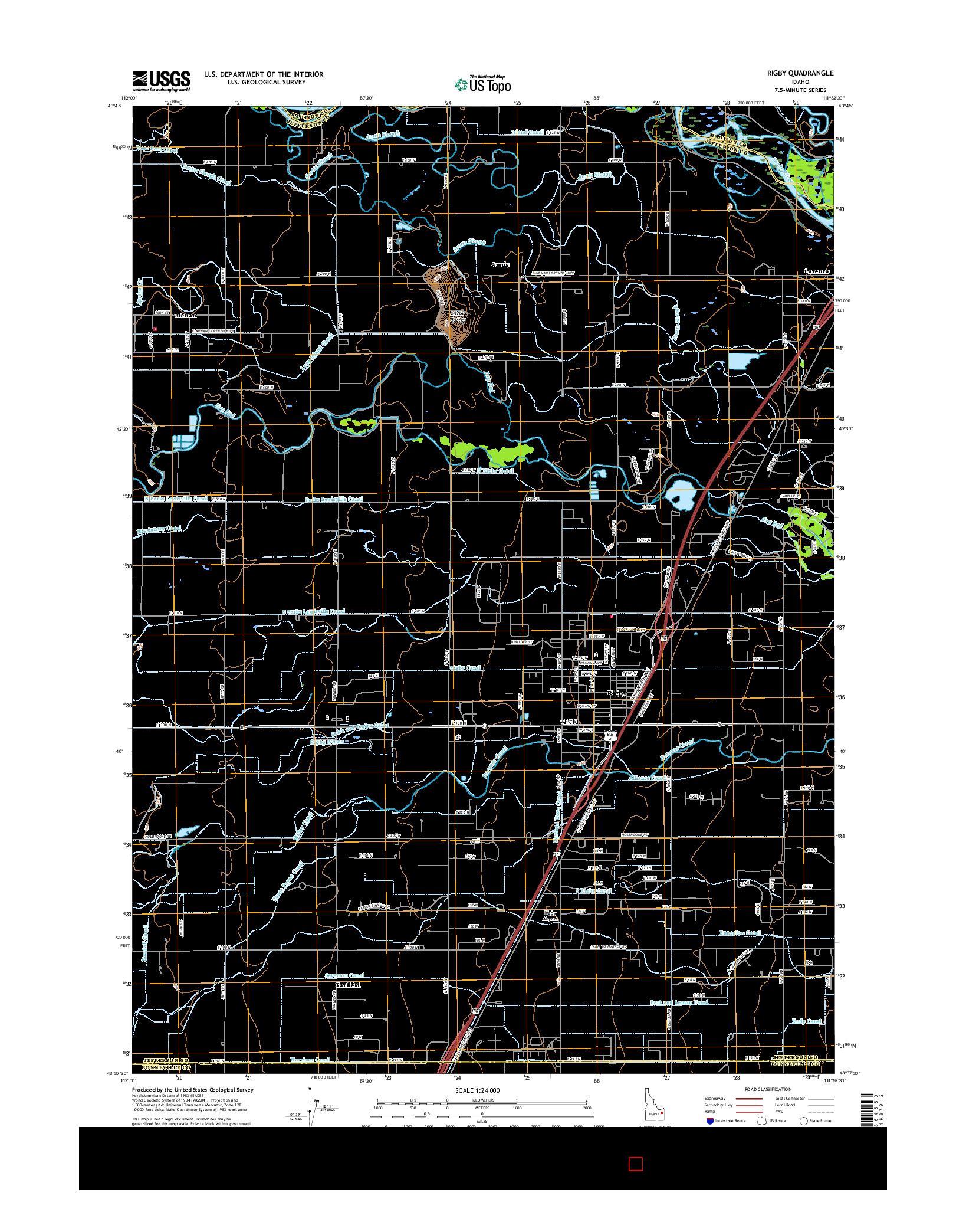 USGS US TOPO 7.5-MINUTE MAP FOR RIGBY, ID 2017