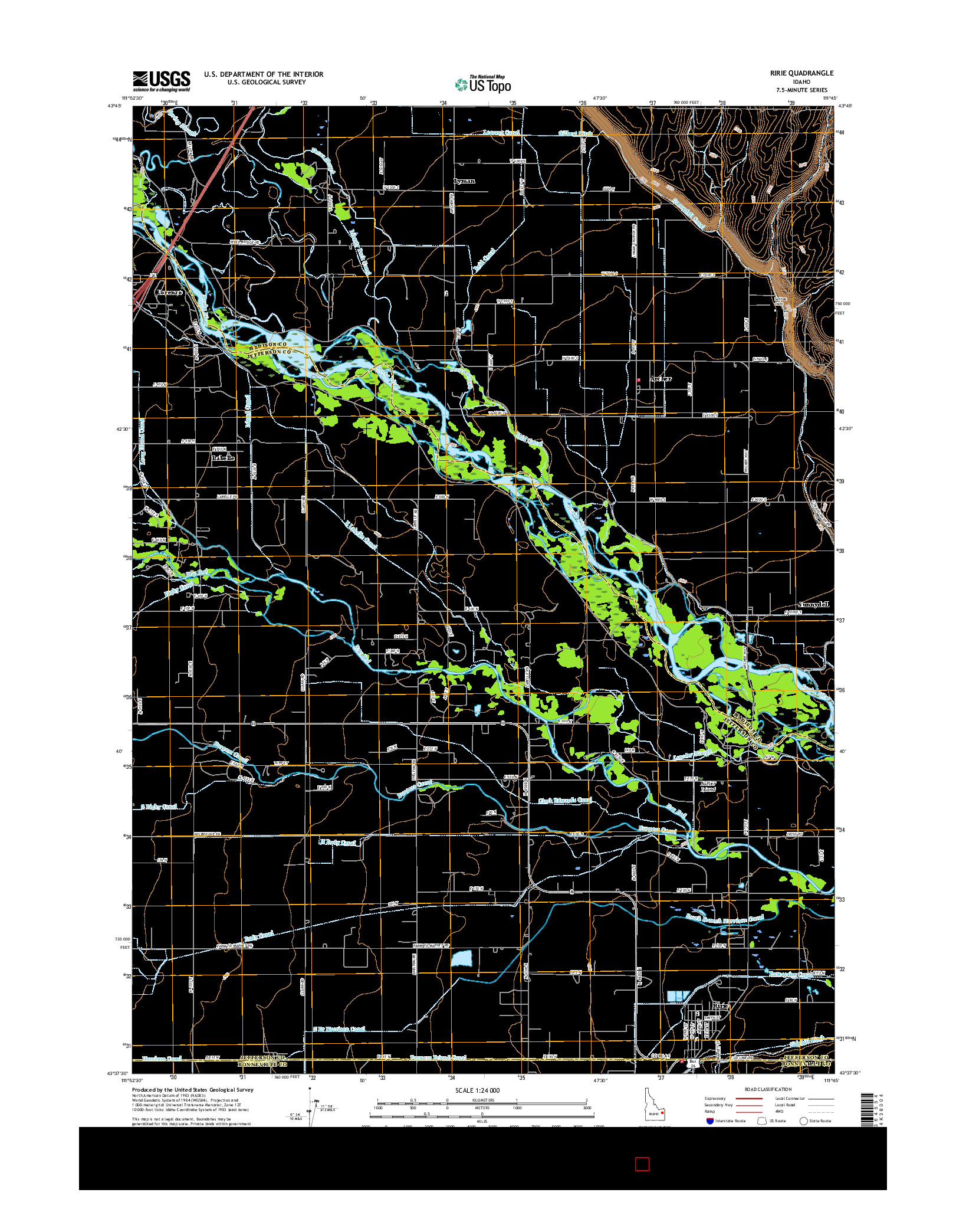 USGS US TOPO 7.5-MINUTE MAP FOR RIRIE, ID 2017