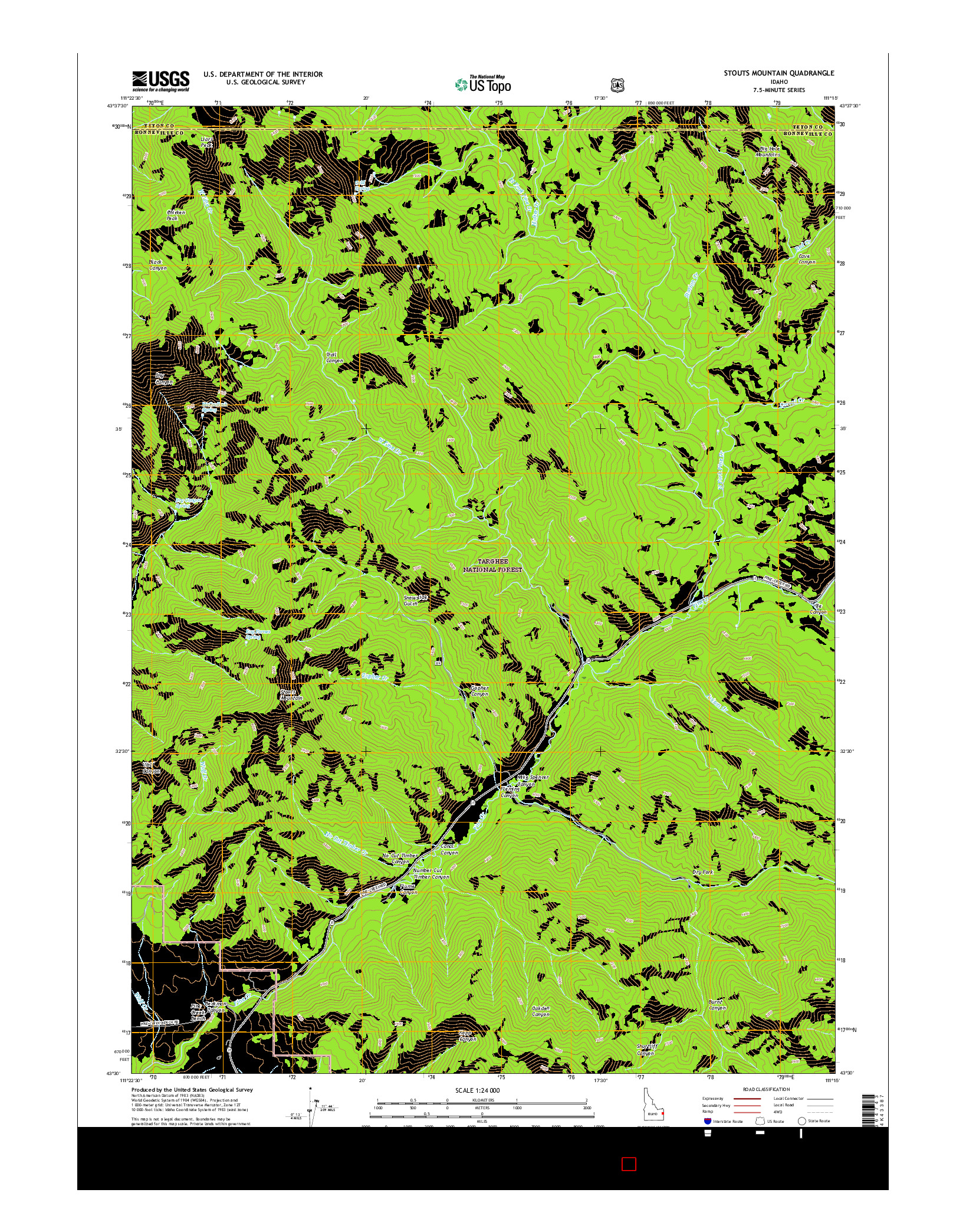 USGS US TOPO 7.5-MINUTE MAP FOR STOUTS MOUNTAIN, ID 2017